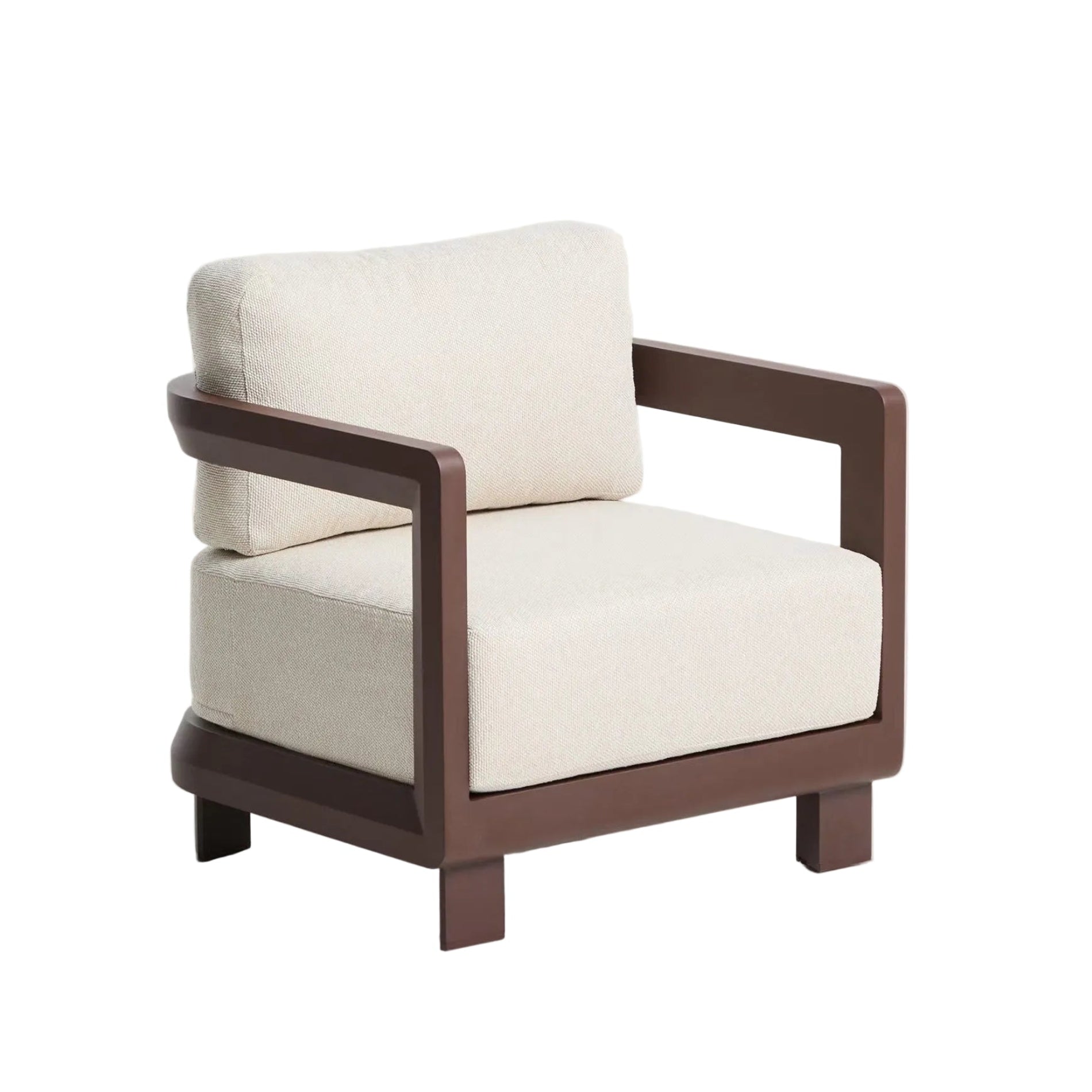 NERANO garden armchair in beige with a brown base