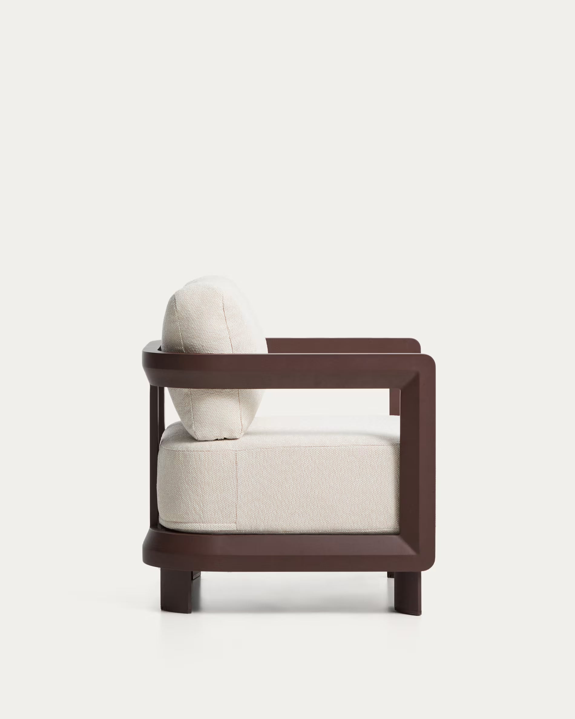 NERANO garden armchair in beige with a brown base