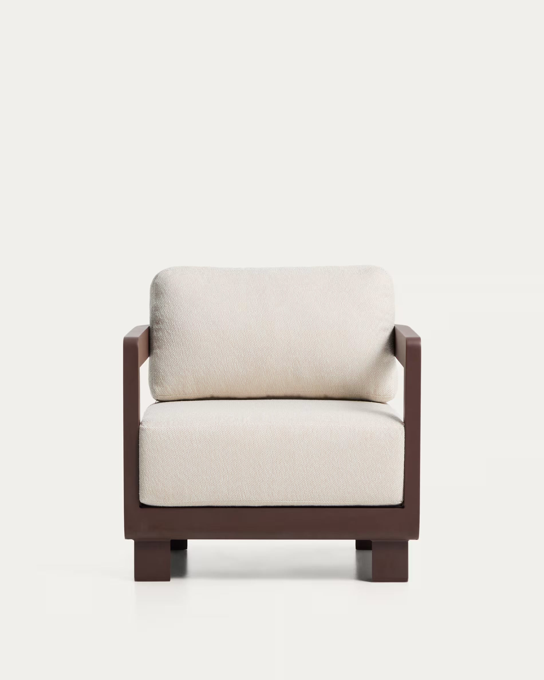 NERANO garden armchair in beige with a brown base
