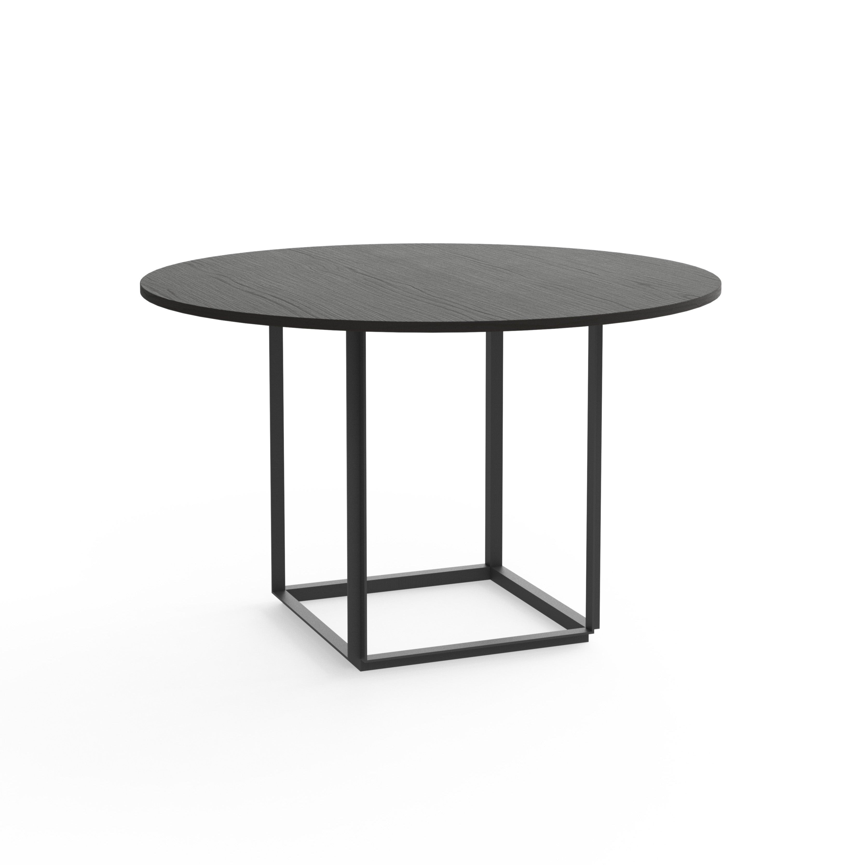 Florence round table black ash veneer with a black base