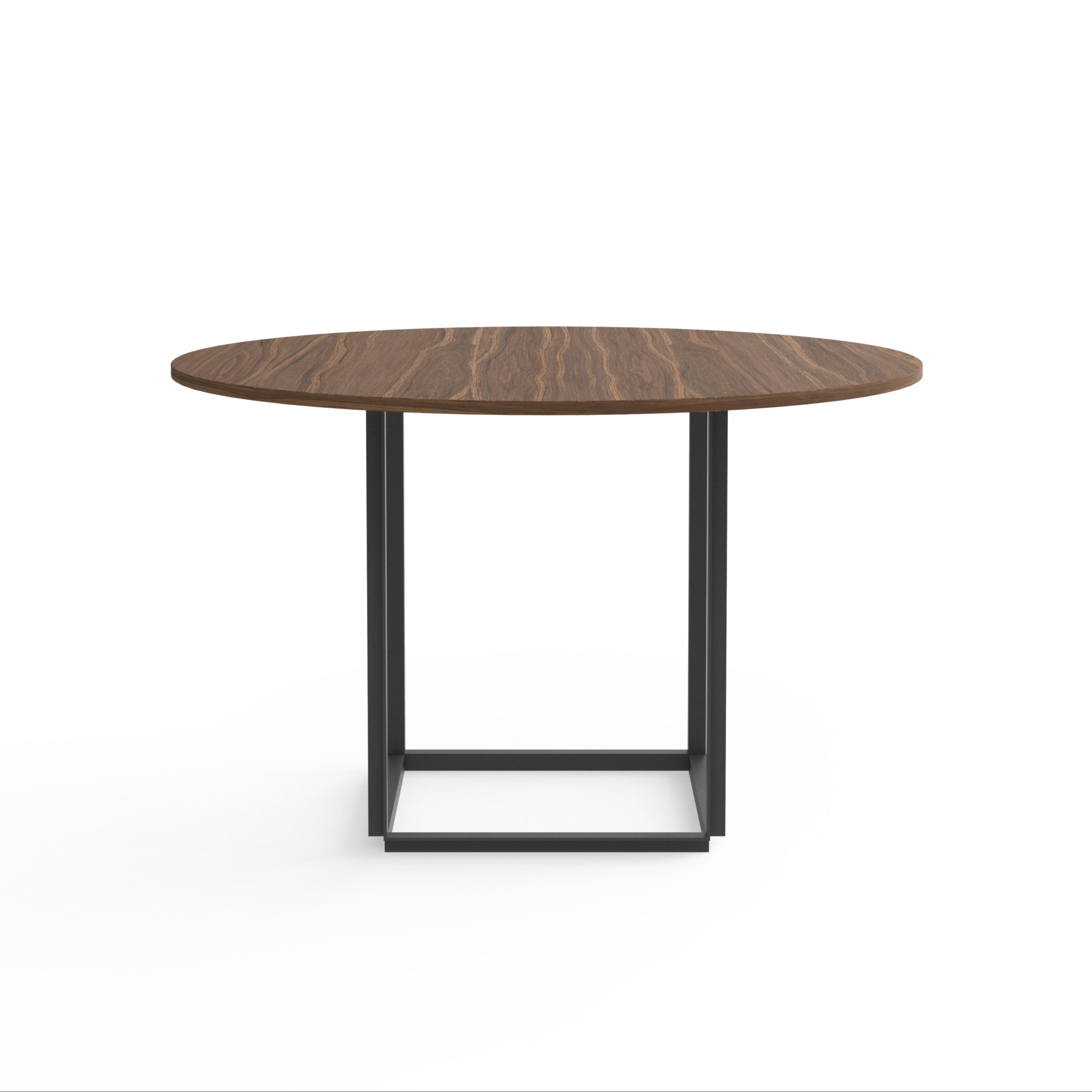 Round table Florence nut veneer with a black base