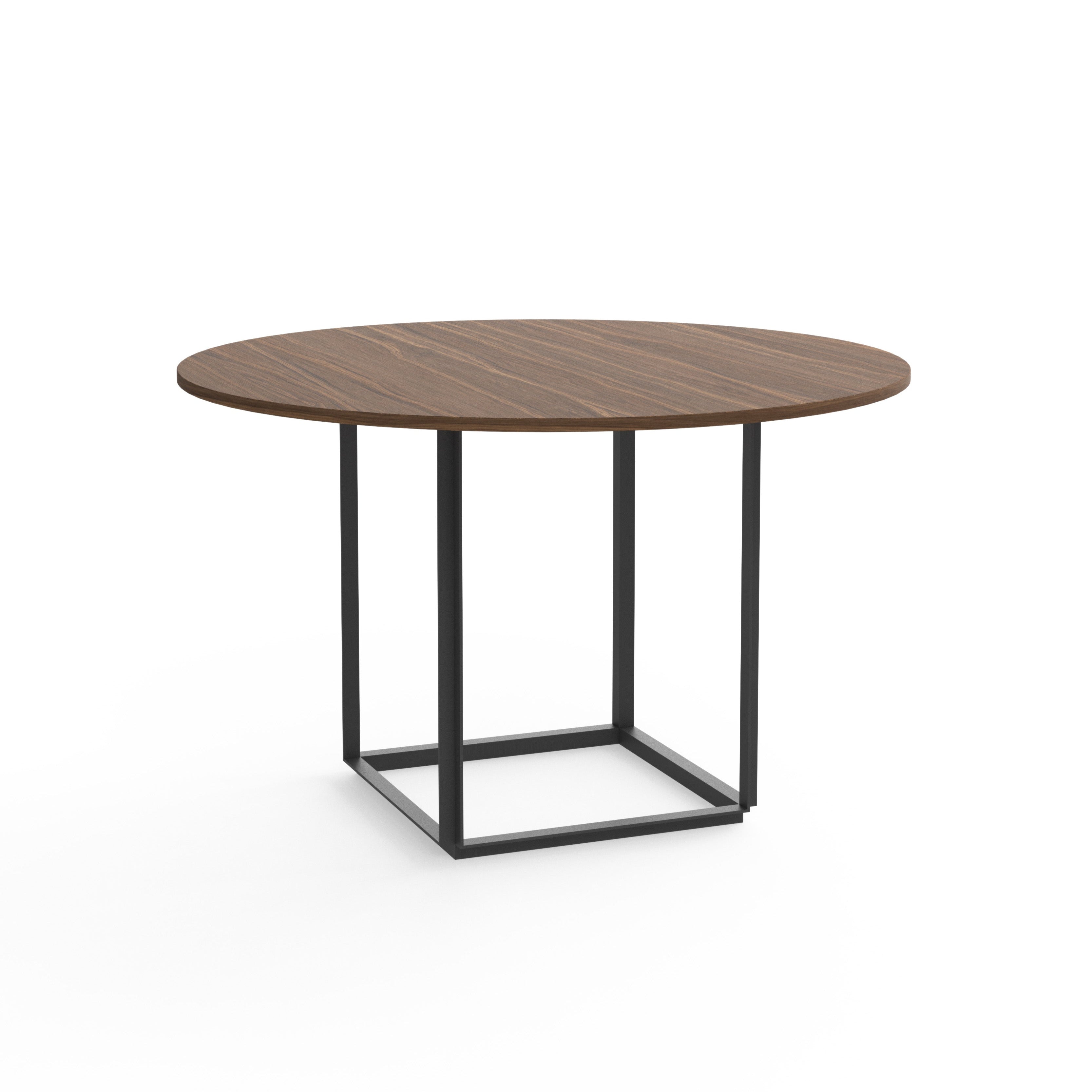 Round table Florence nut veneer with a black base