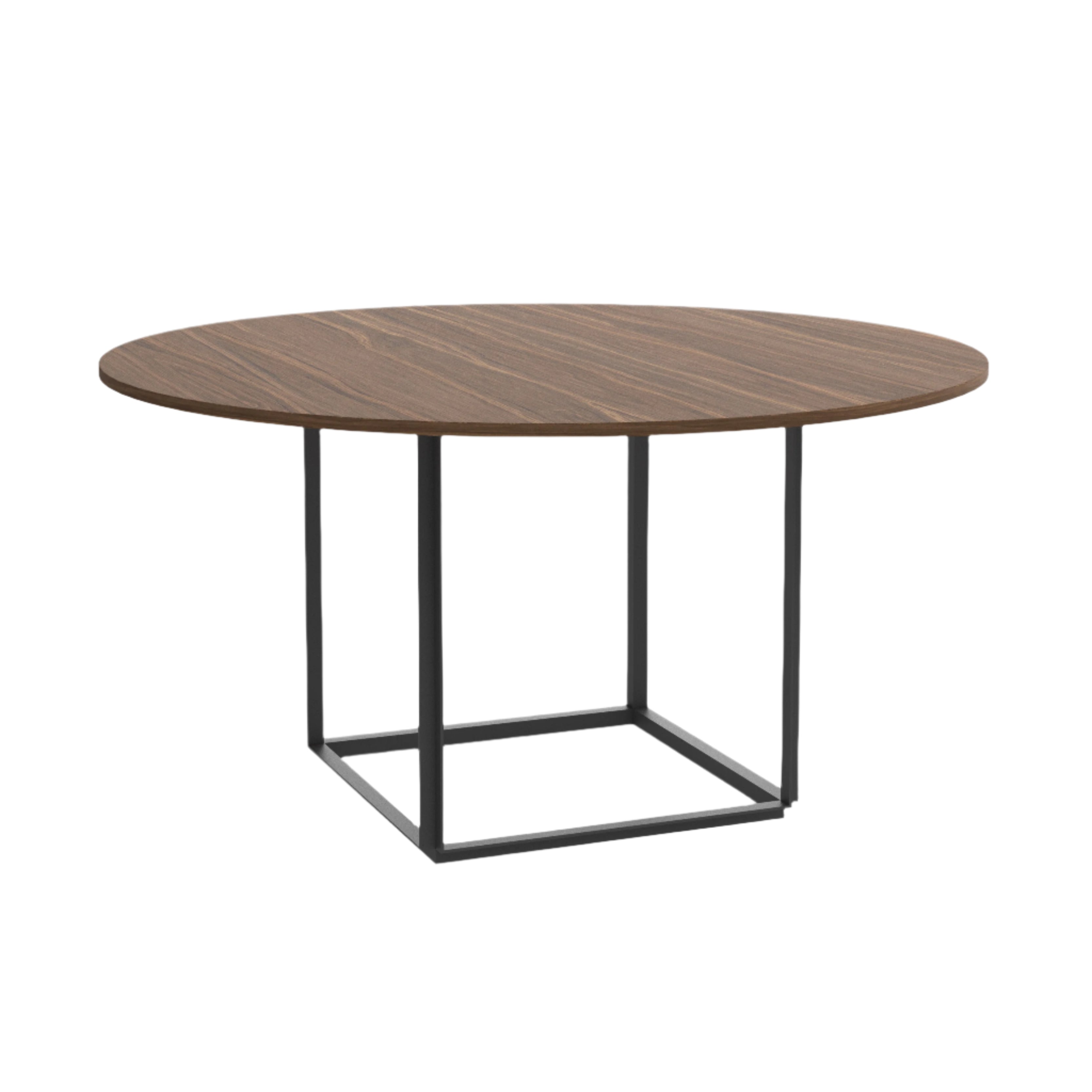 Round table Florence nut veneer with a black base