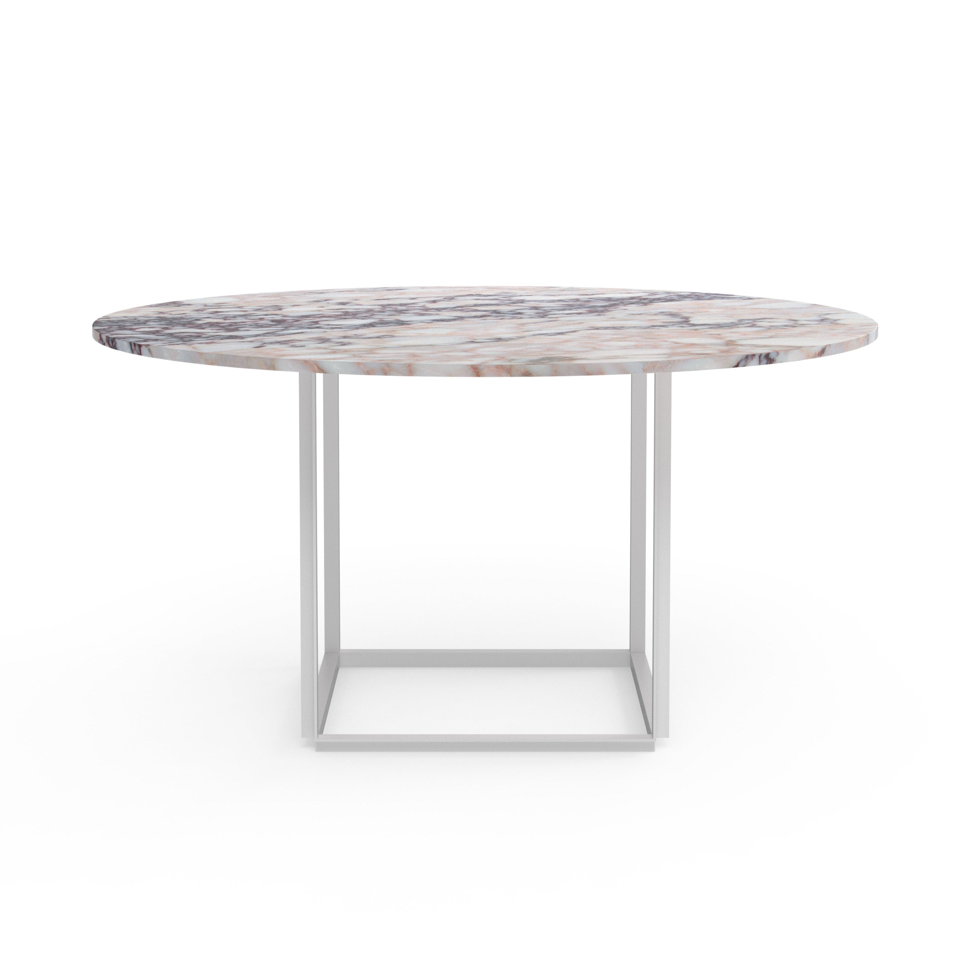 Round table Florence white and purple marble with white base