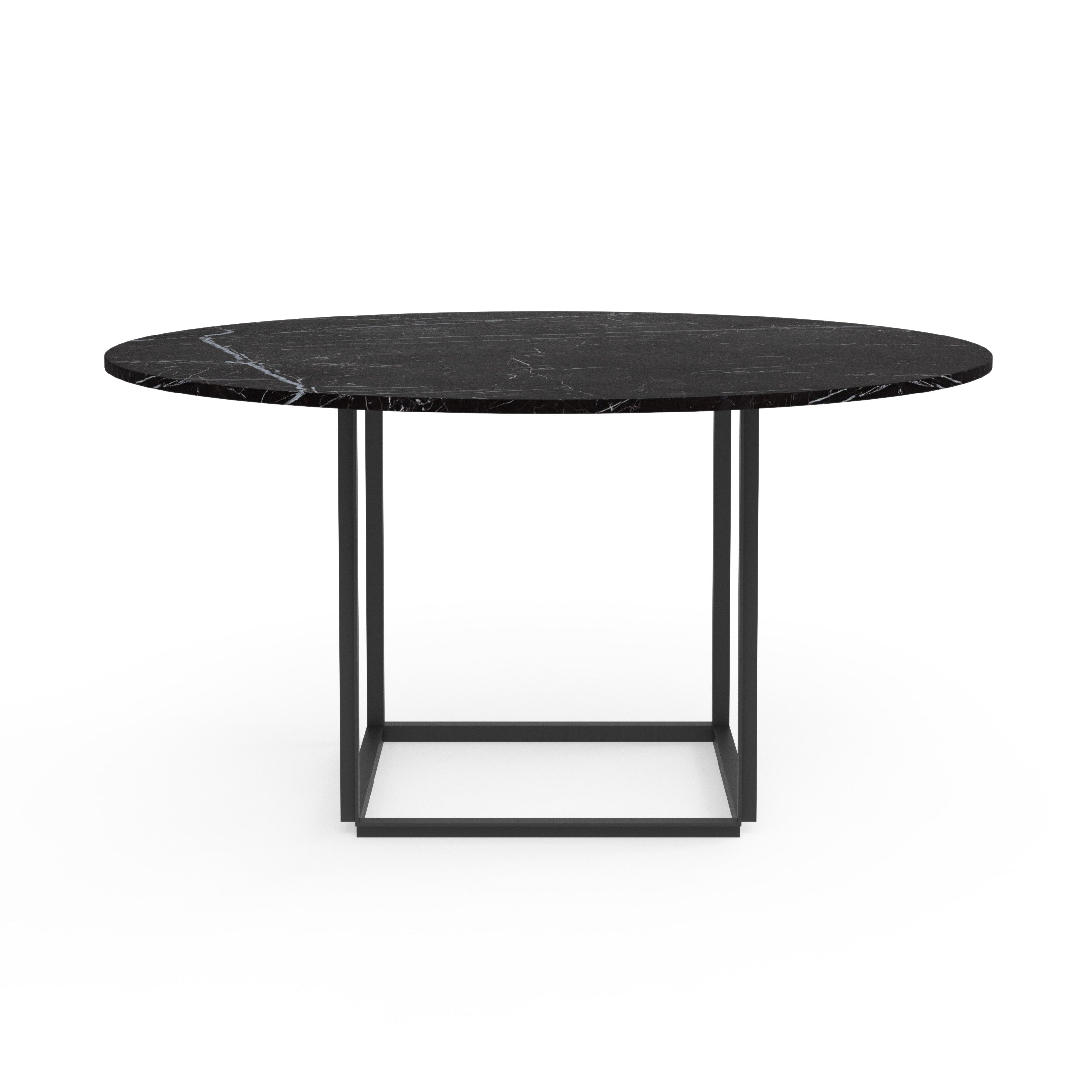 Florence round table black marble with a black base