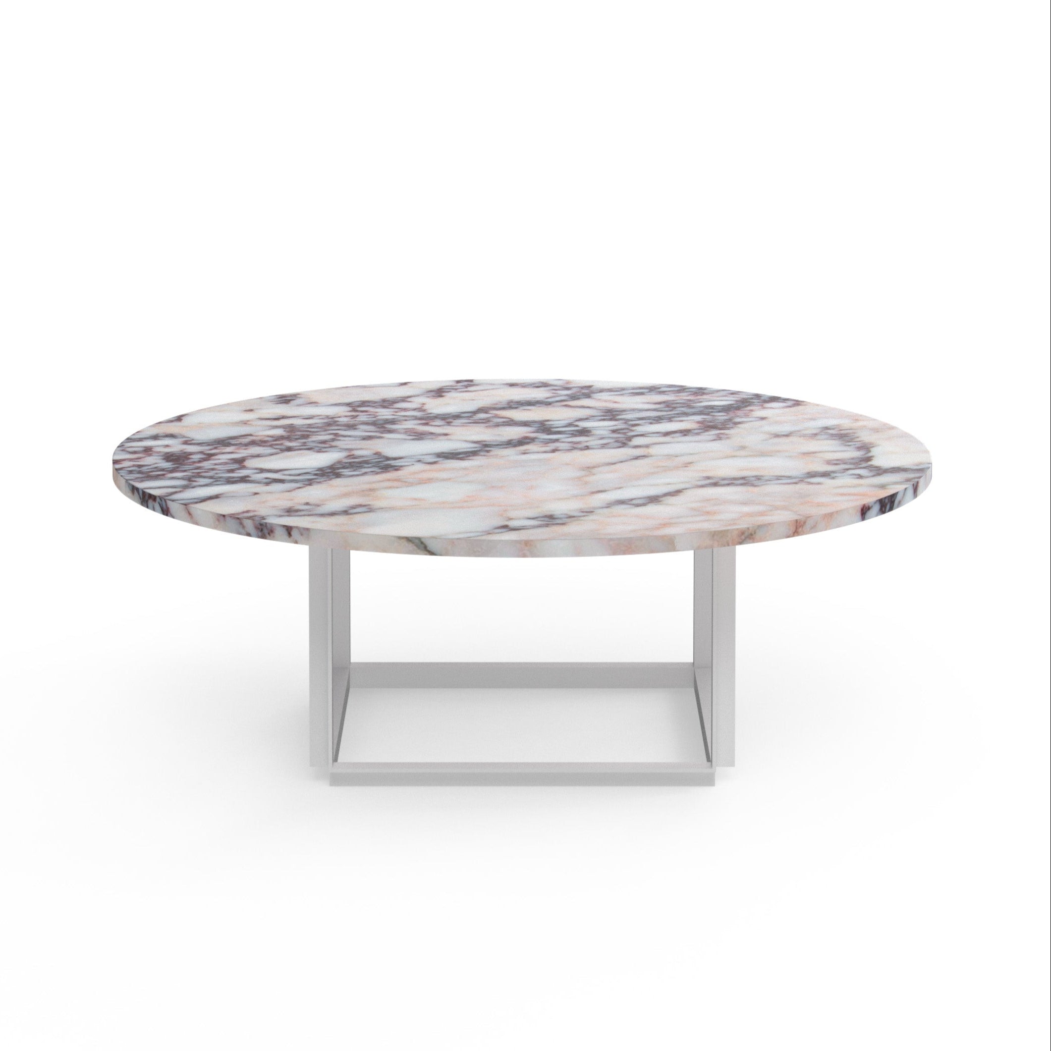 Florence coffee table, white and purple marble with a white base