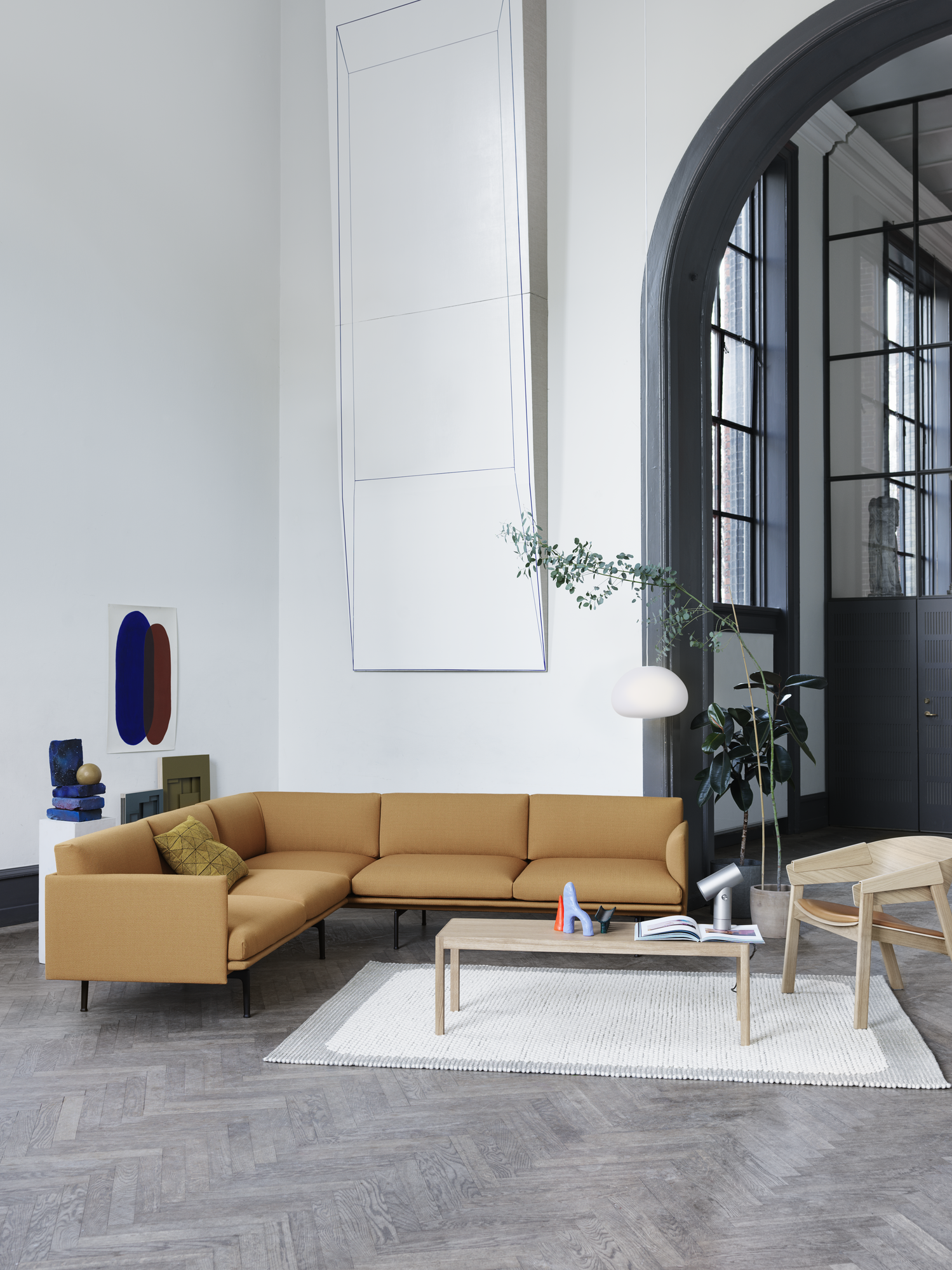 Symmetrical OUTLINE upholstered corner sofa