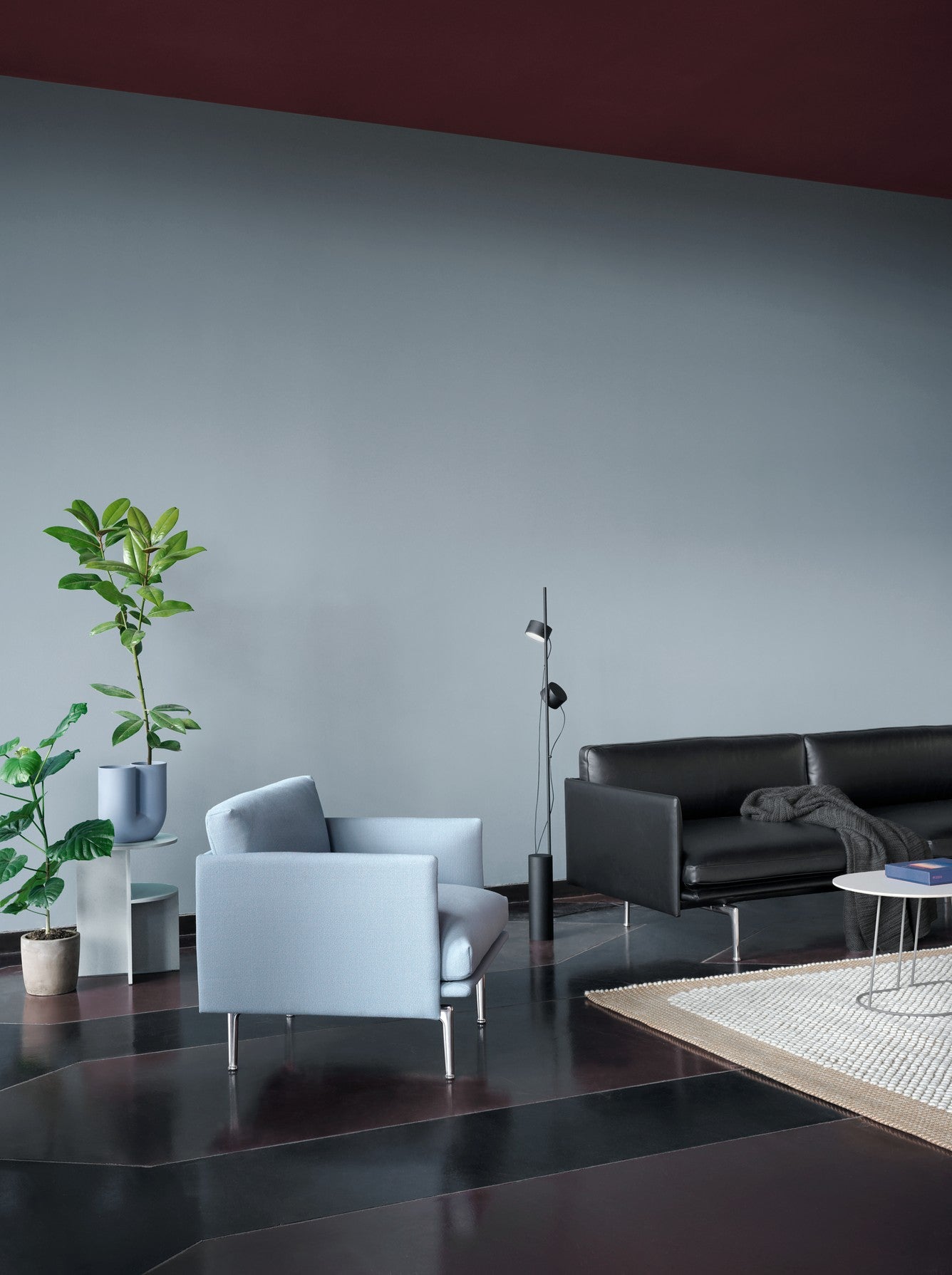 AIRY Coffee Table in Gray Nanolaminate with Dark Gray Base