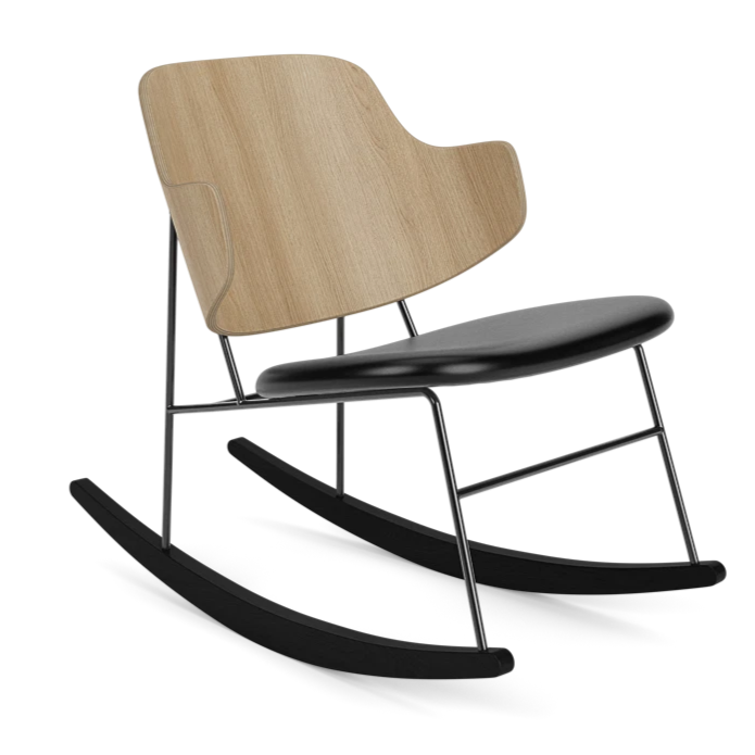 Schaukelstuhl PENGUIN schwarze Leder