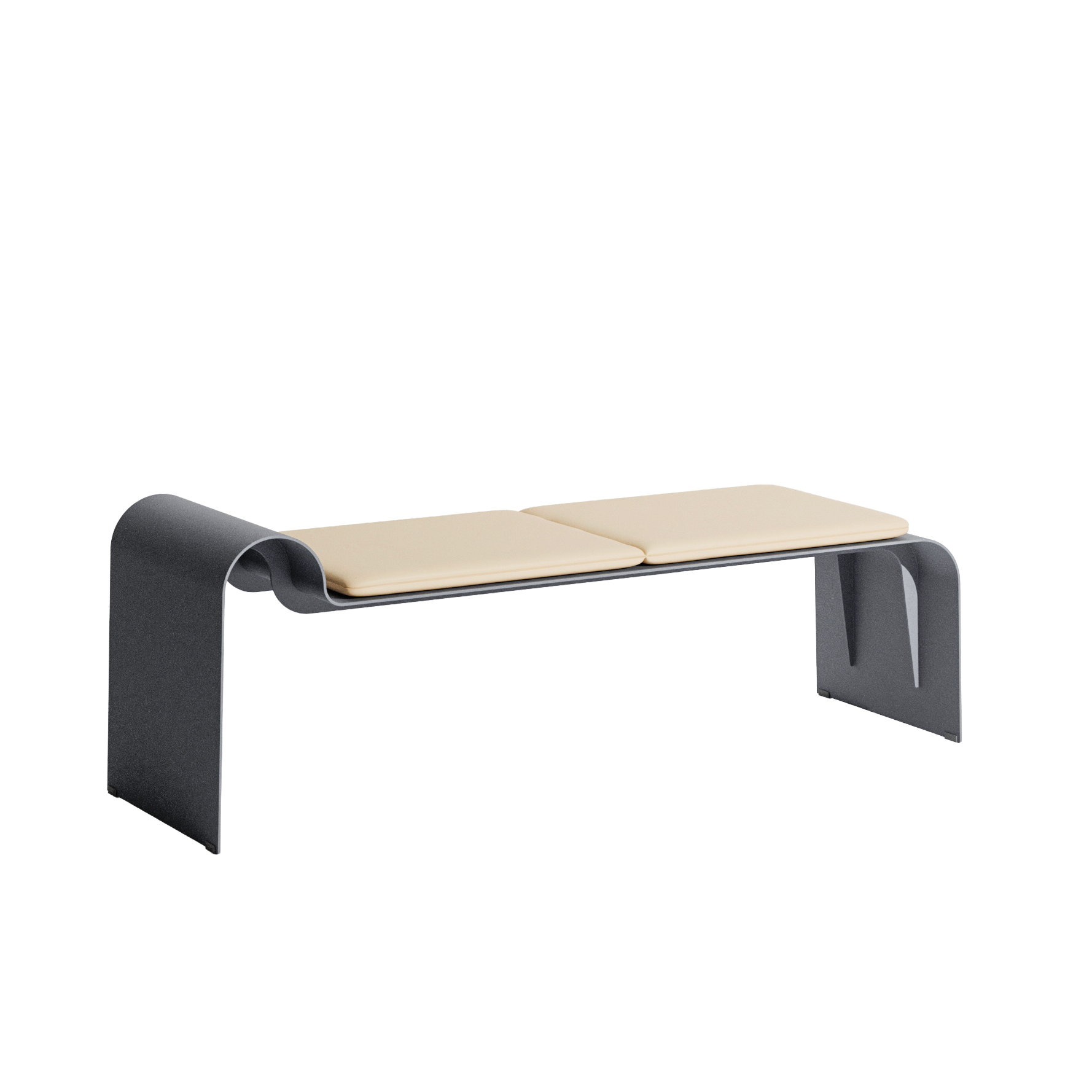 ECLIPSE Bench in Gray with Beige Cushion