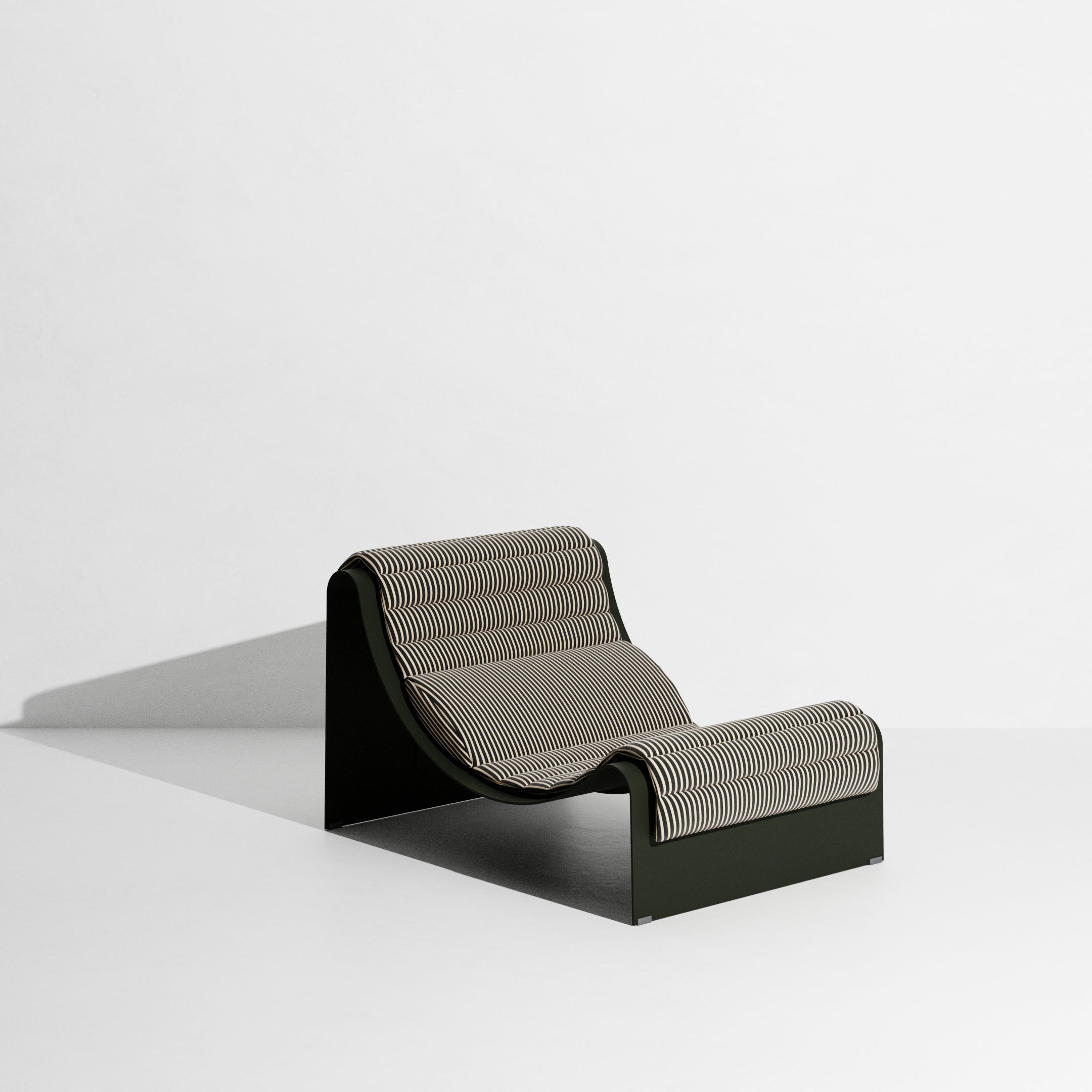 ECLIPSE dark green deck chair with striped cushion