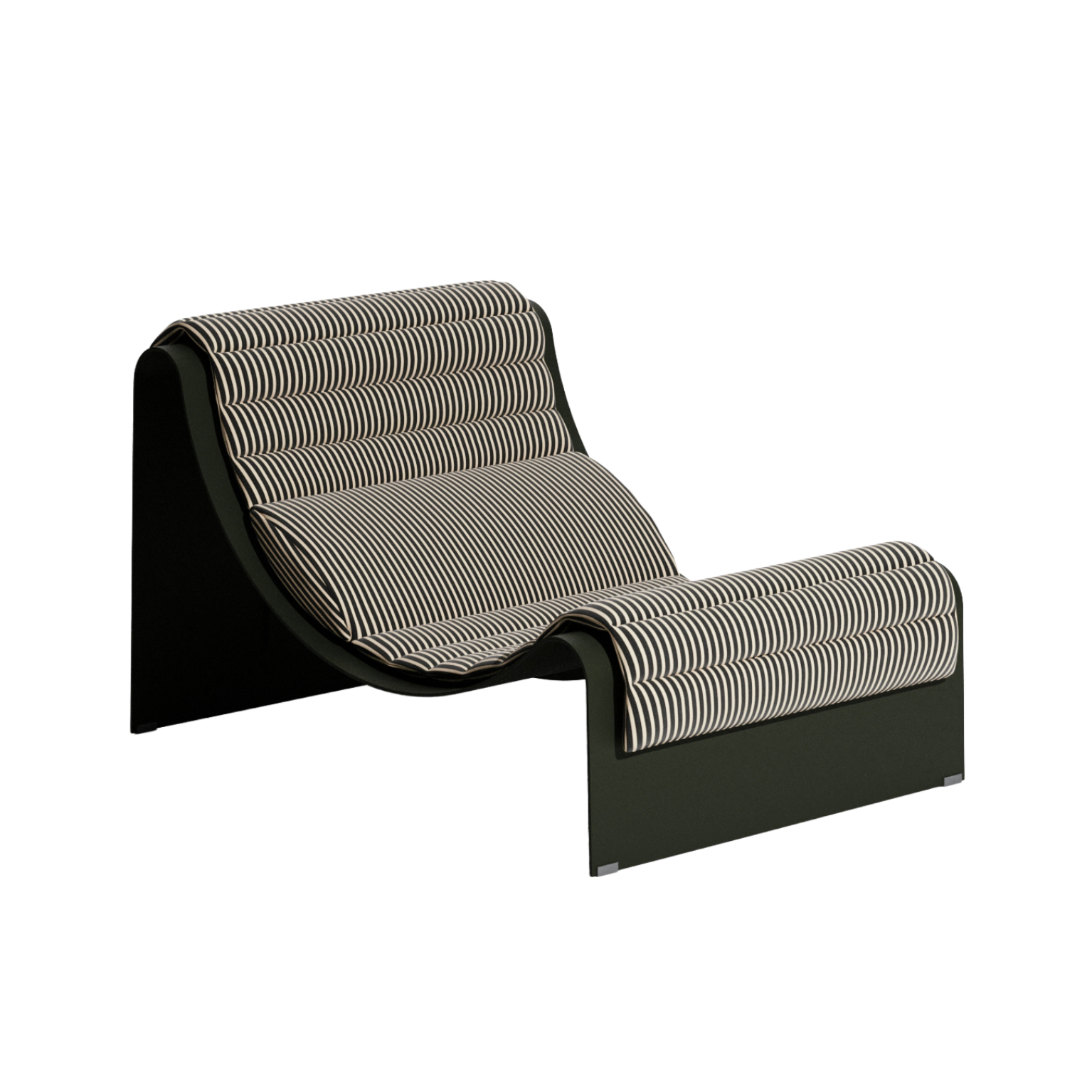ECLIPSE dark green deck chair with striped cushion