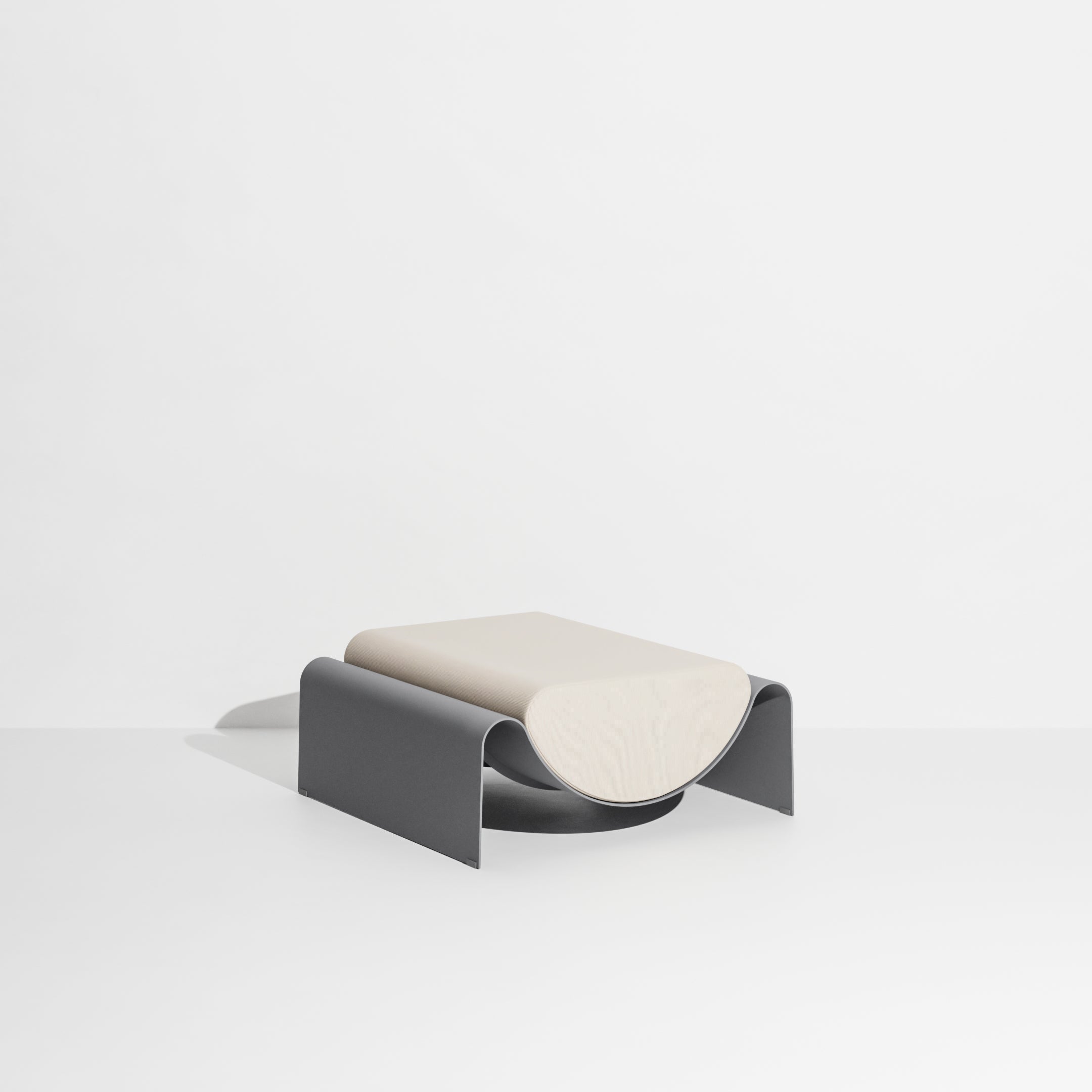 ECLIPSE pouf in gray with a cream cushion