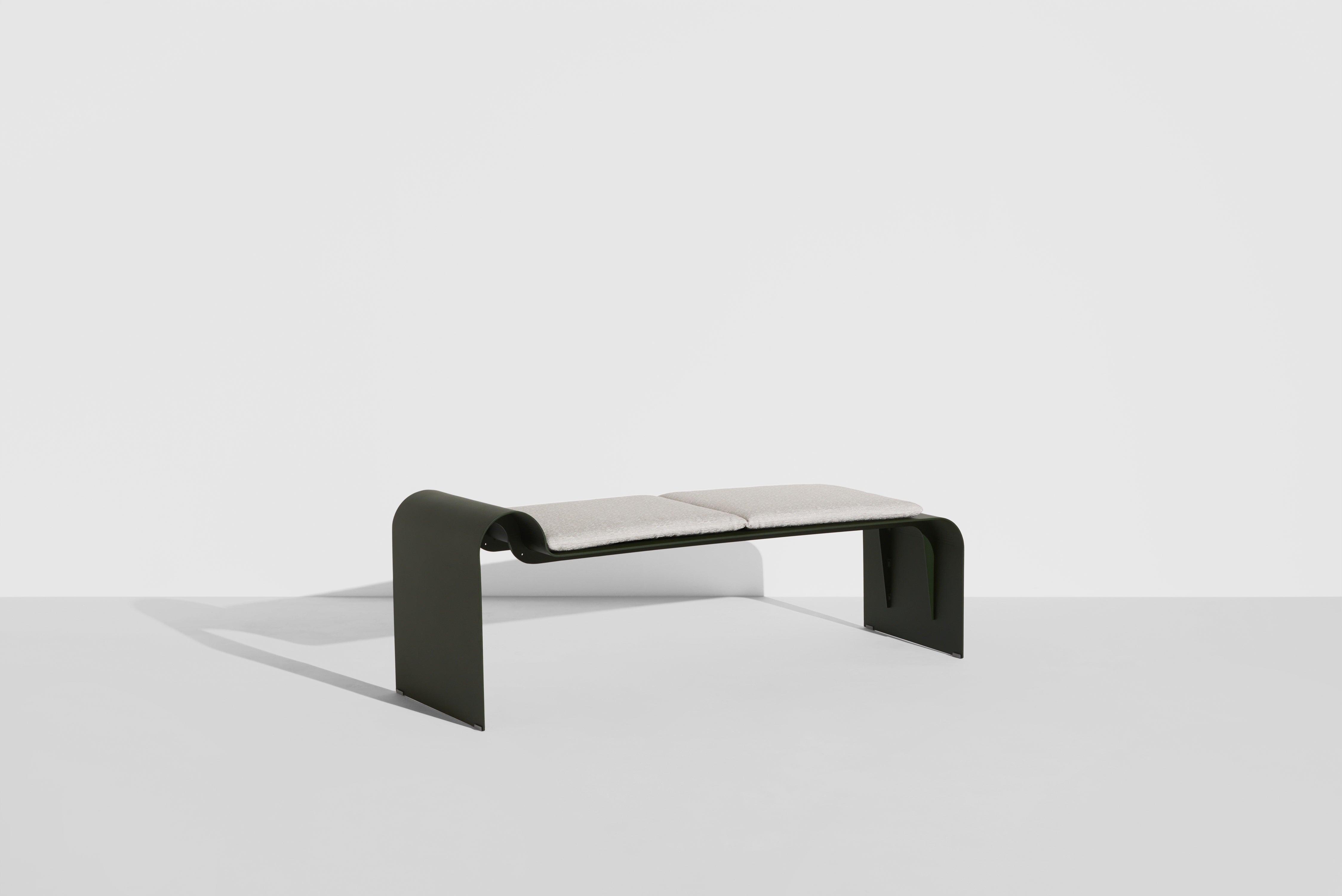 ECLIPSE bench in dark green with a gray cushion