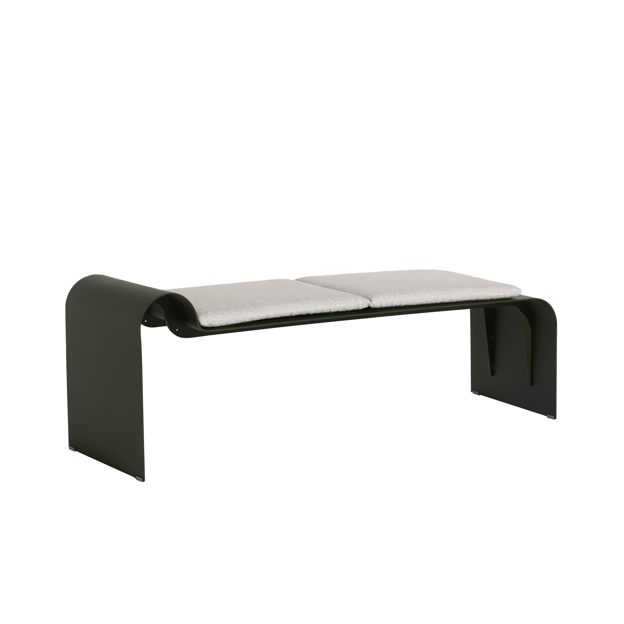 ECLIPSE bench in dark green with a gray cushion