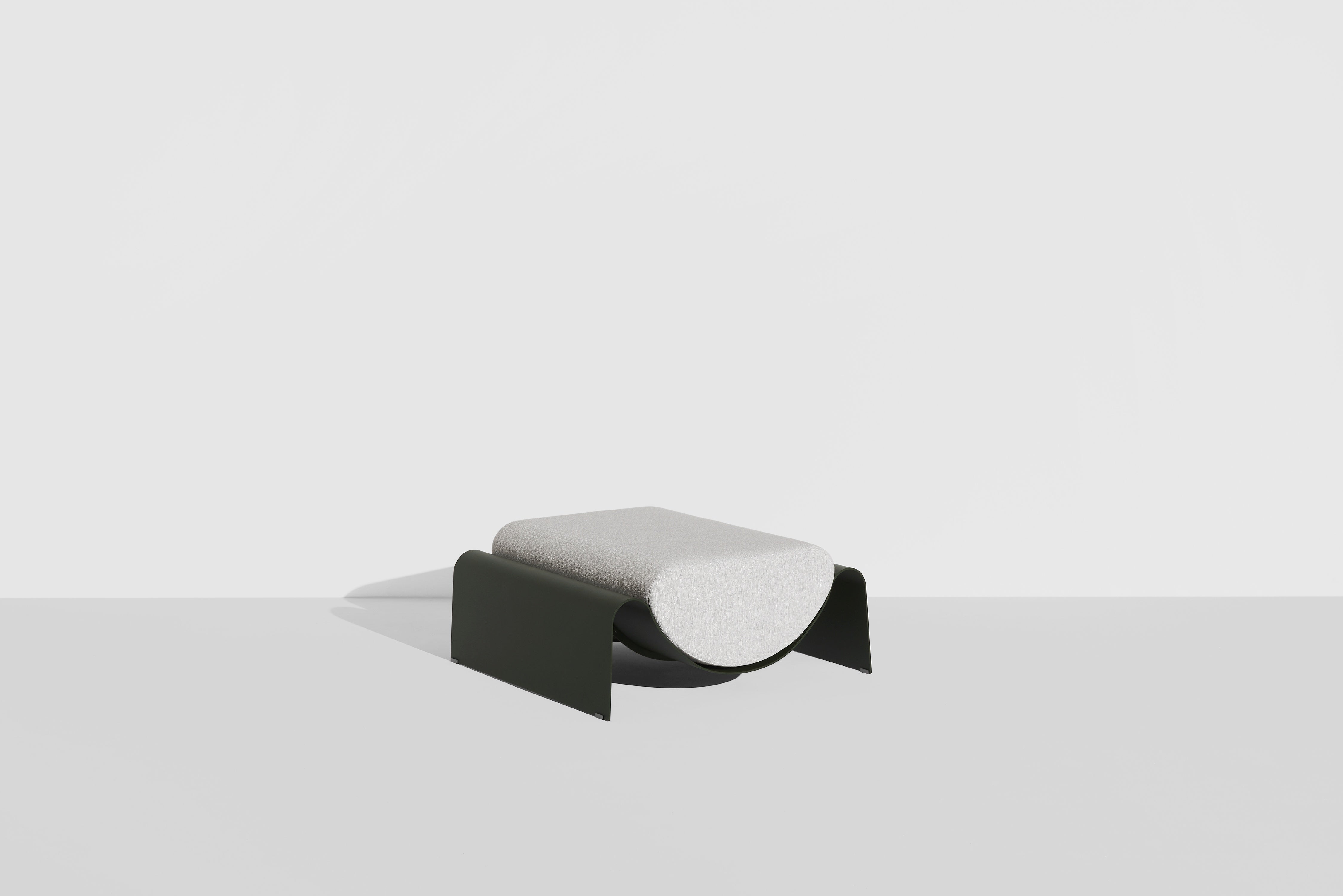ECLIPSE pouf in dark green with a gray cushion