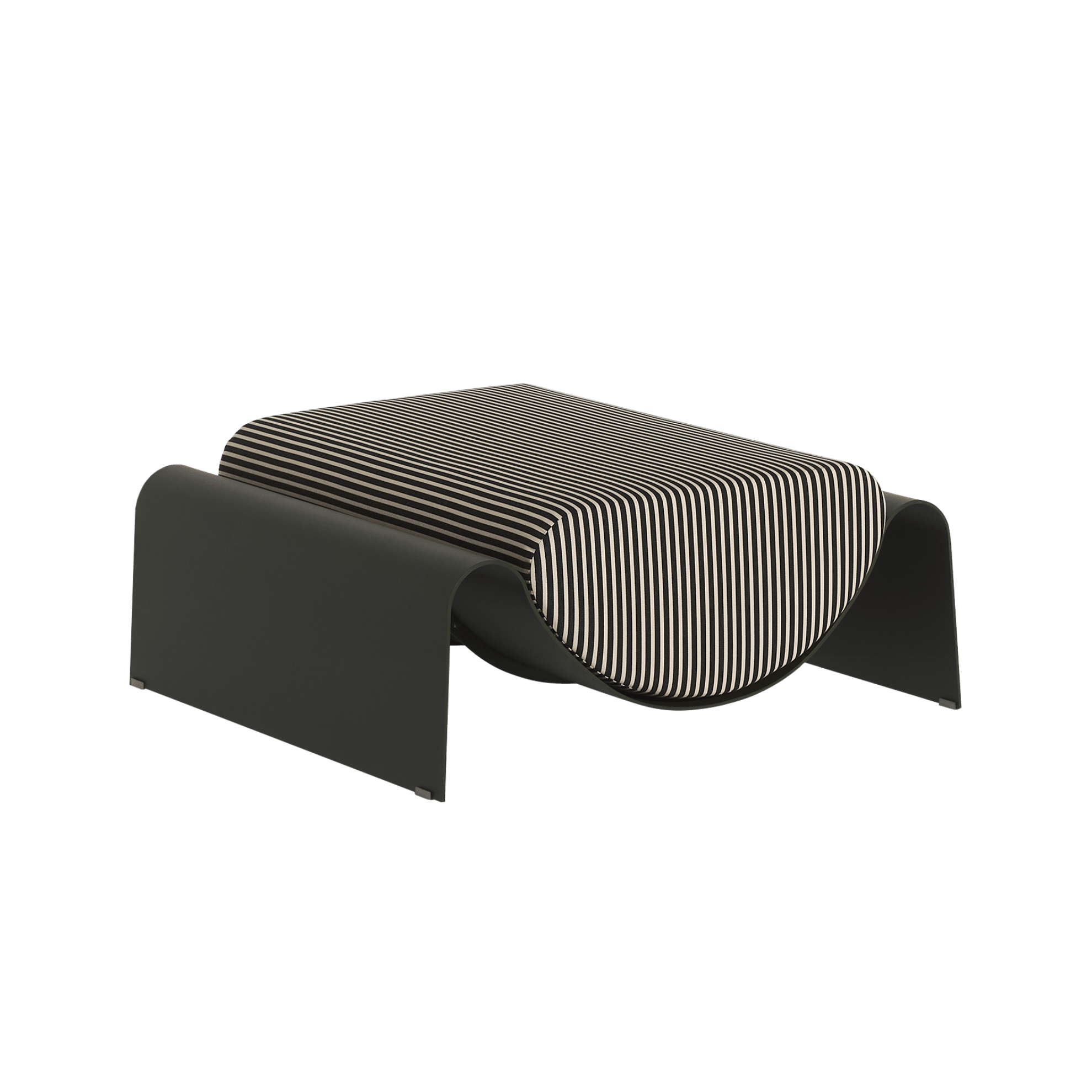 ECLIPSE pouf in dark green with a striped cushion