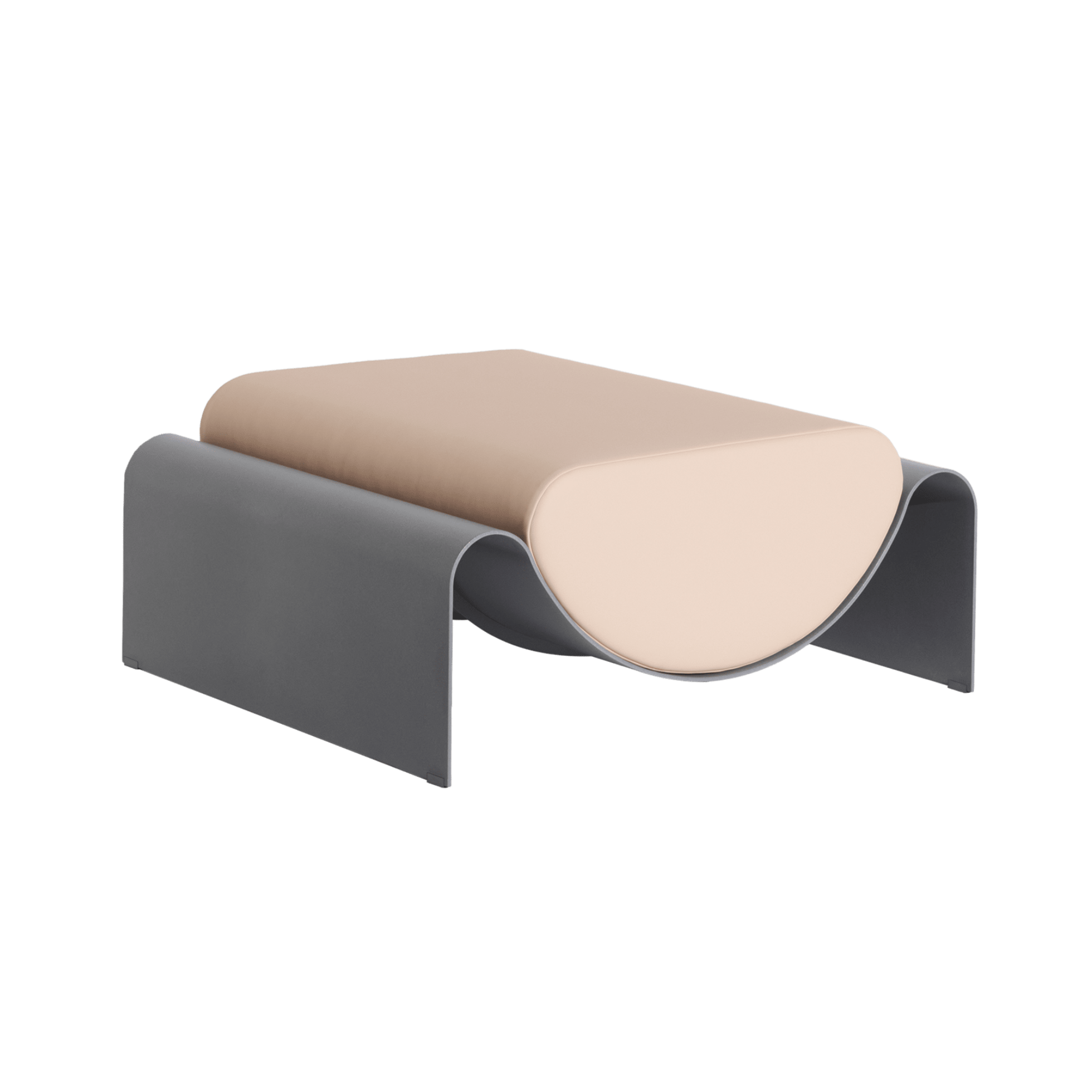 ECLIPSE pouf in gray with a beige cushion