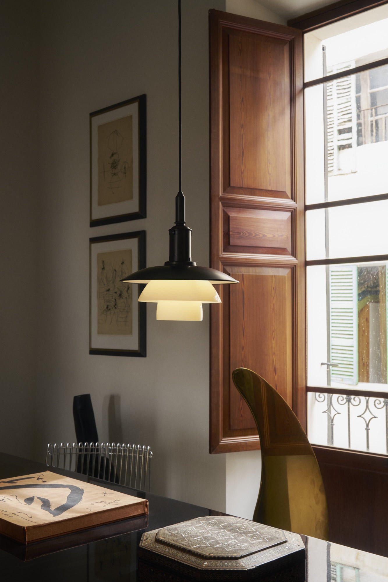 PH 3/3 pendant lamp white with black matte finish