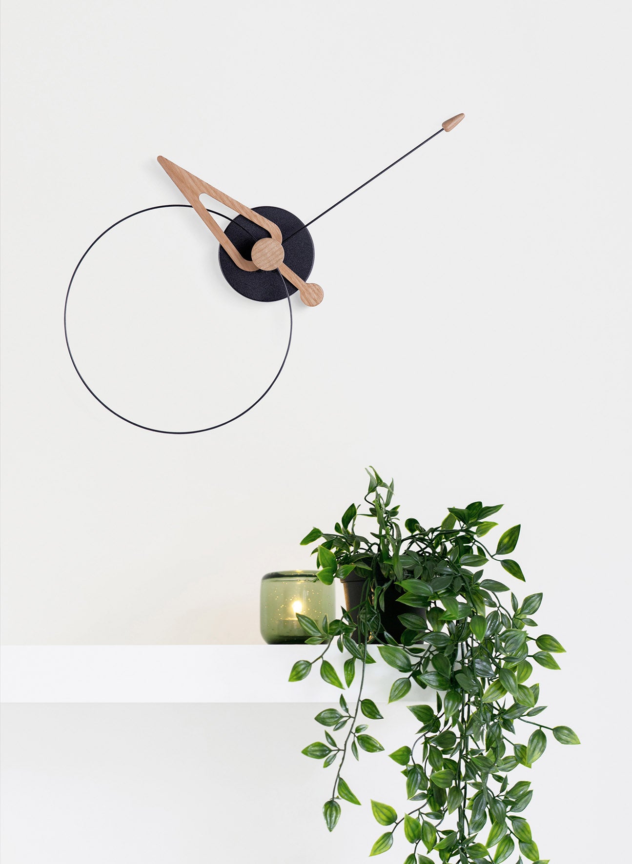 PICO wall clock oak wood with black