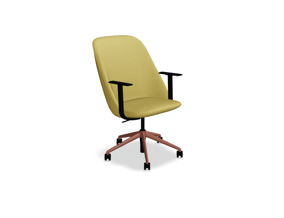 Conference armchair A regulated parallel base with wheels for a soft surface