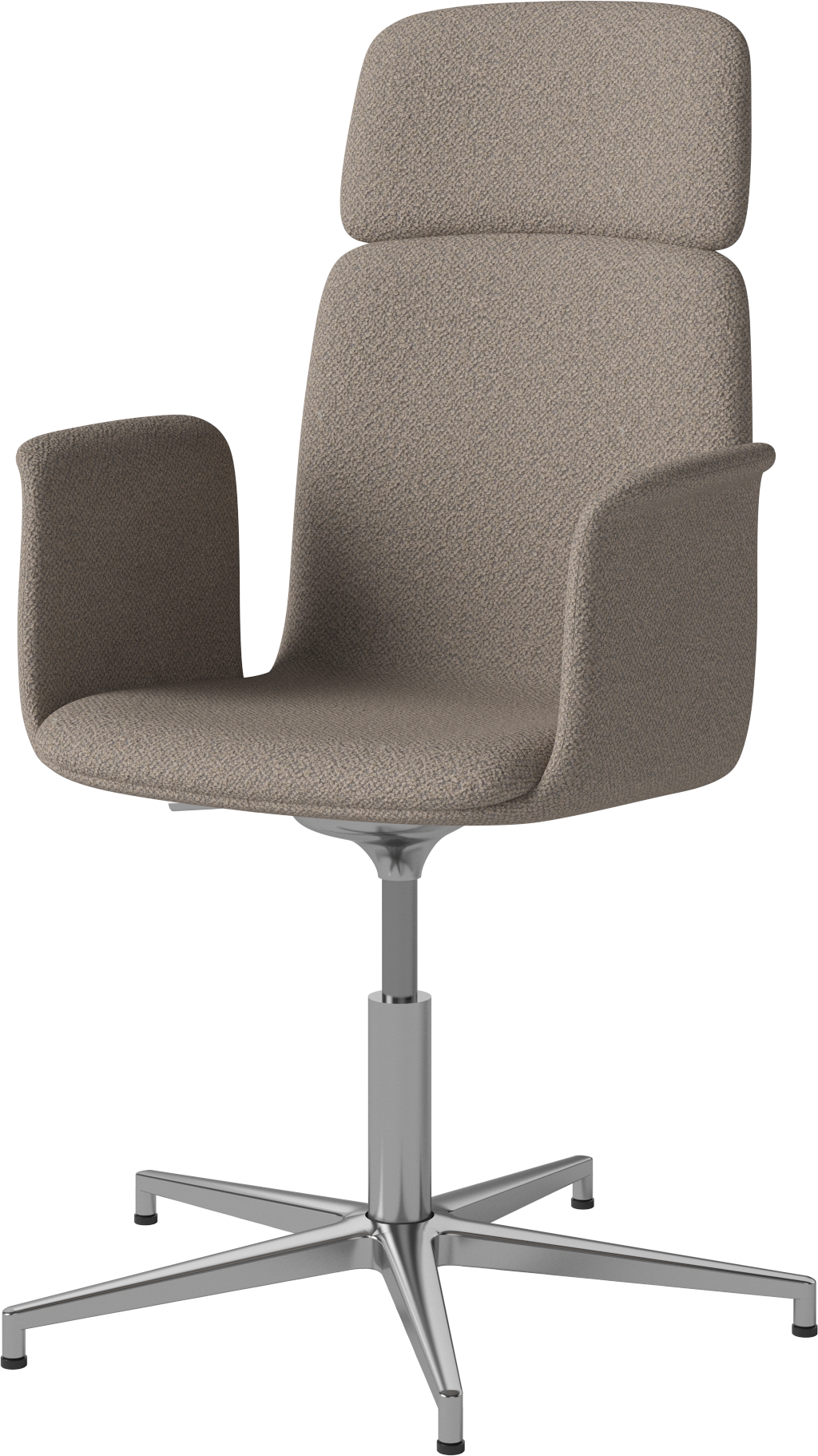 Office armchair with palm armrests upholstered with a metal base