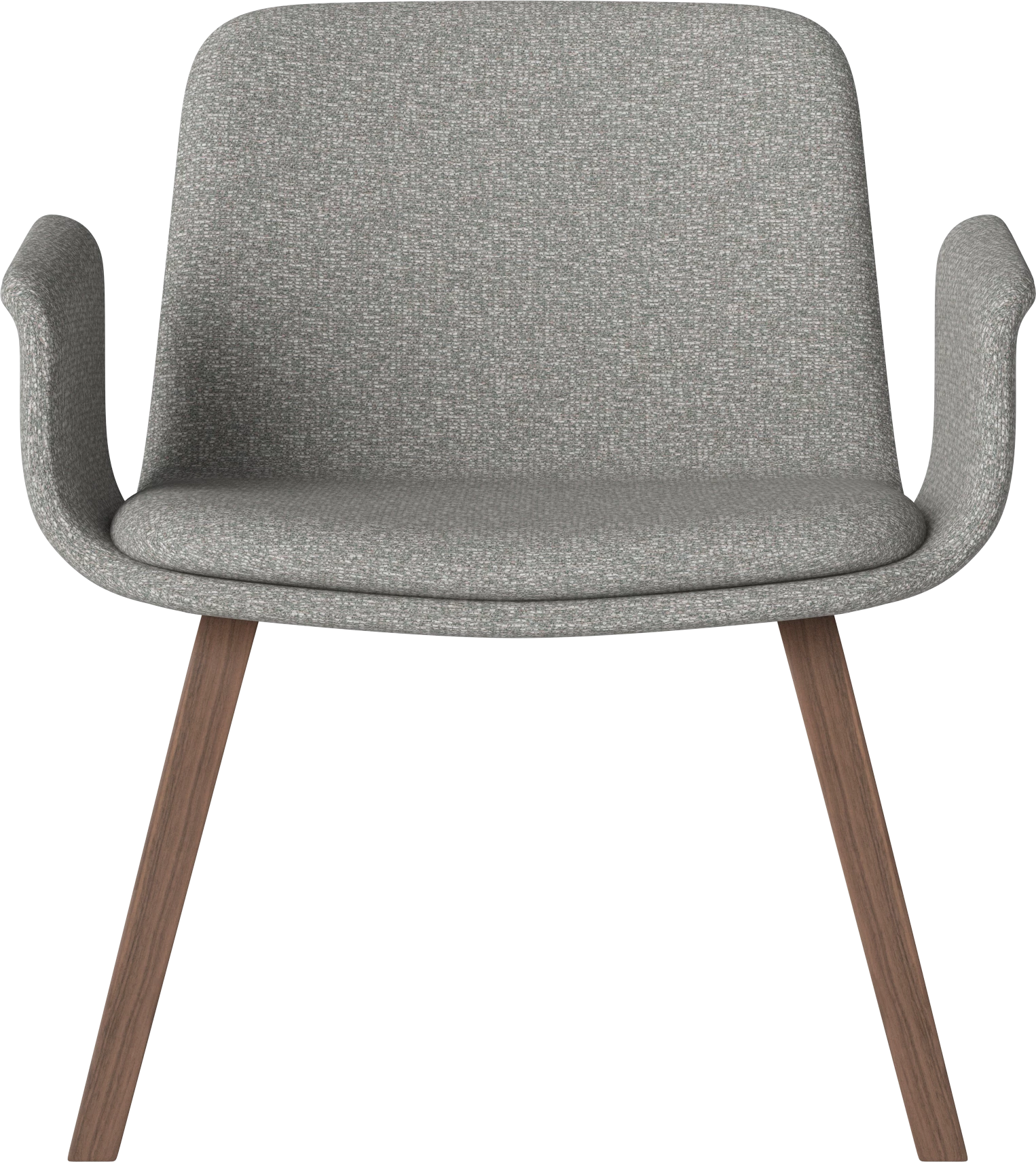 Armchair with palm armrests upholstered with a nut base