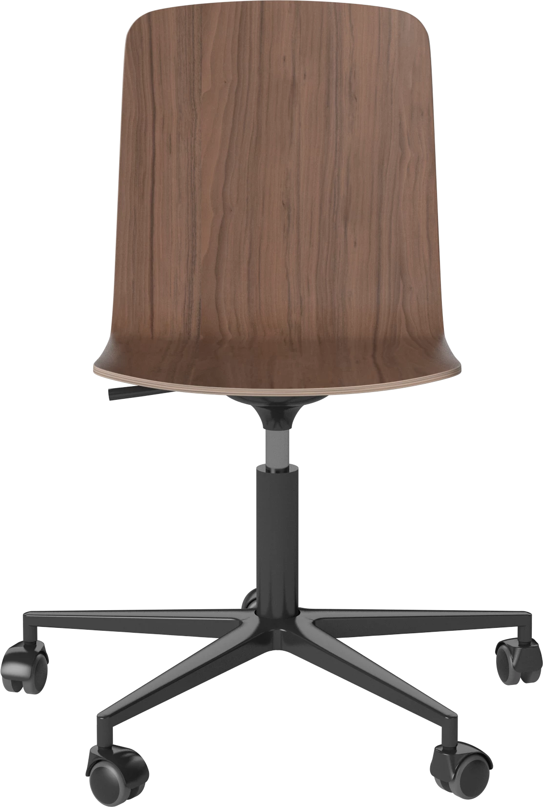 Palm office chair nut veneer with a metal base