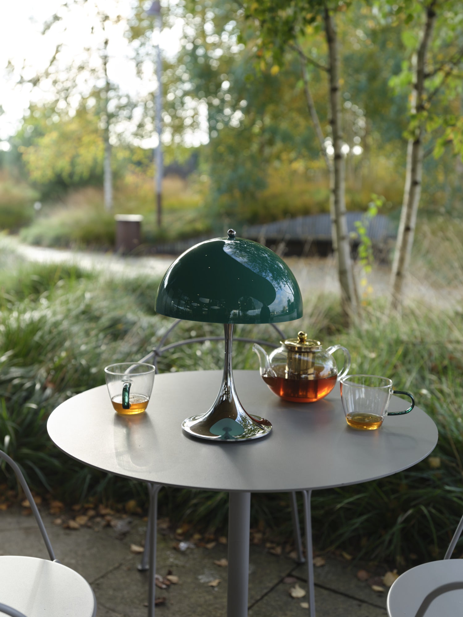 Portable Lamp PANTHELLA 250 green with chrome base