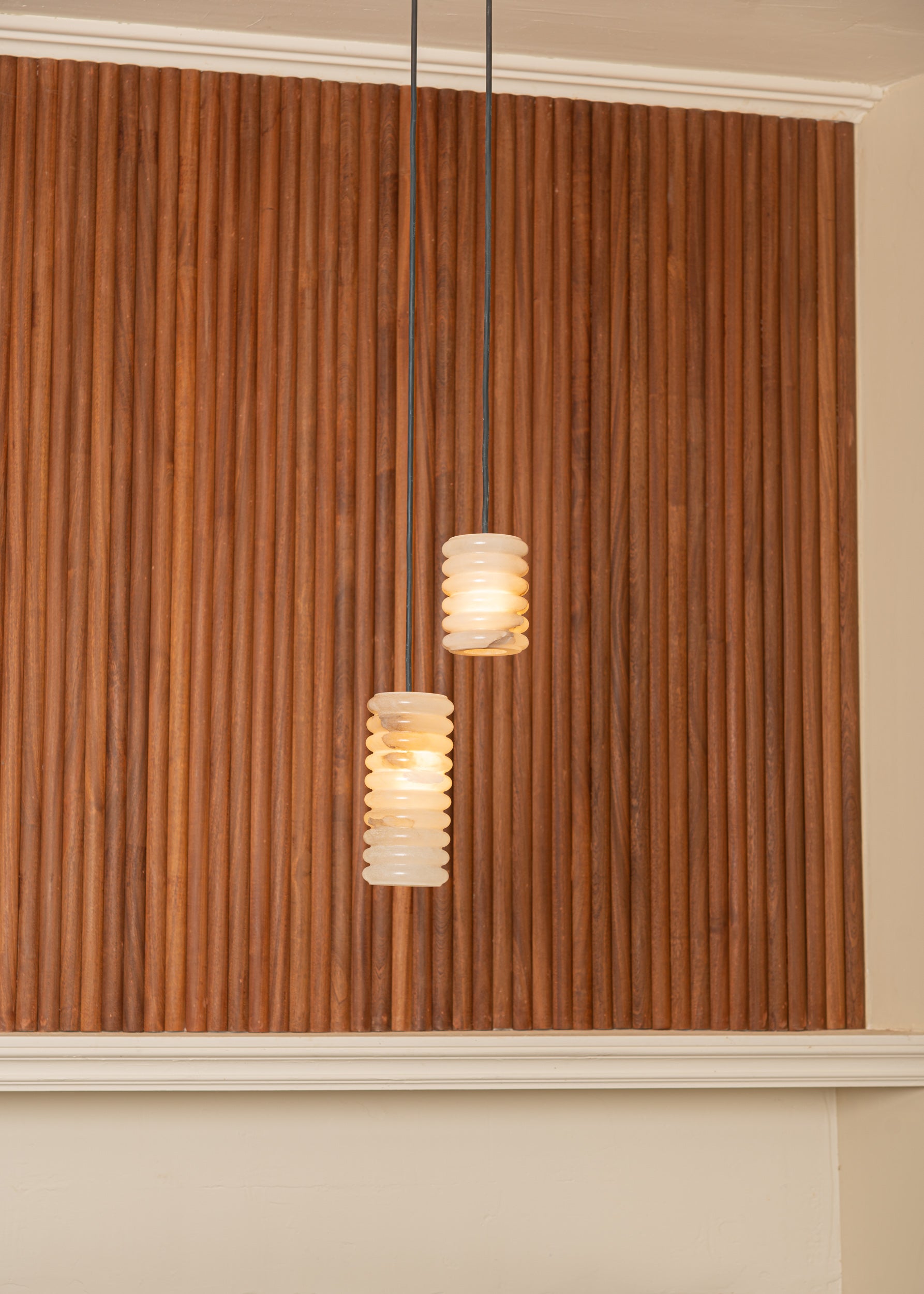 Hanging Lamp MANIKO FLUTA DOUBLE White Alabaster