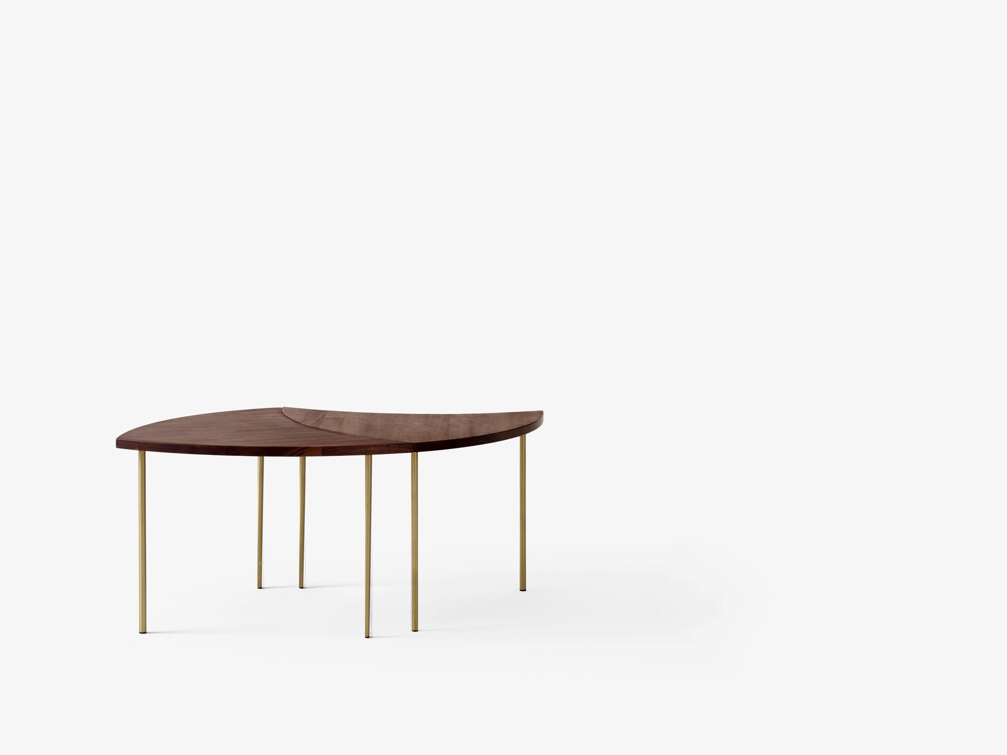 PINWHEEL HM7 Side Table, Oiled Walnut with Brass Base