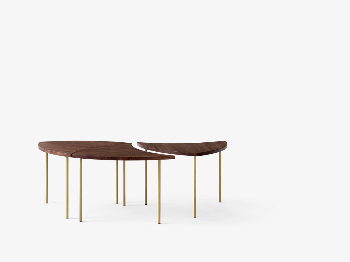 PINWHEEL HM7 Side Table, Oiled Walnut with Brass Base