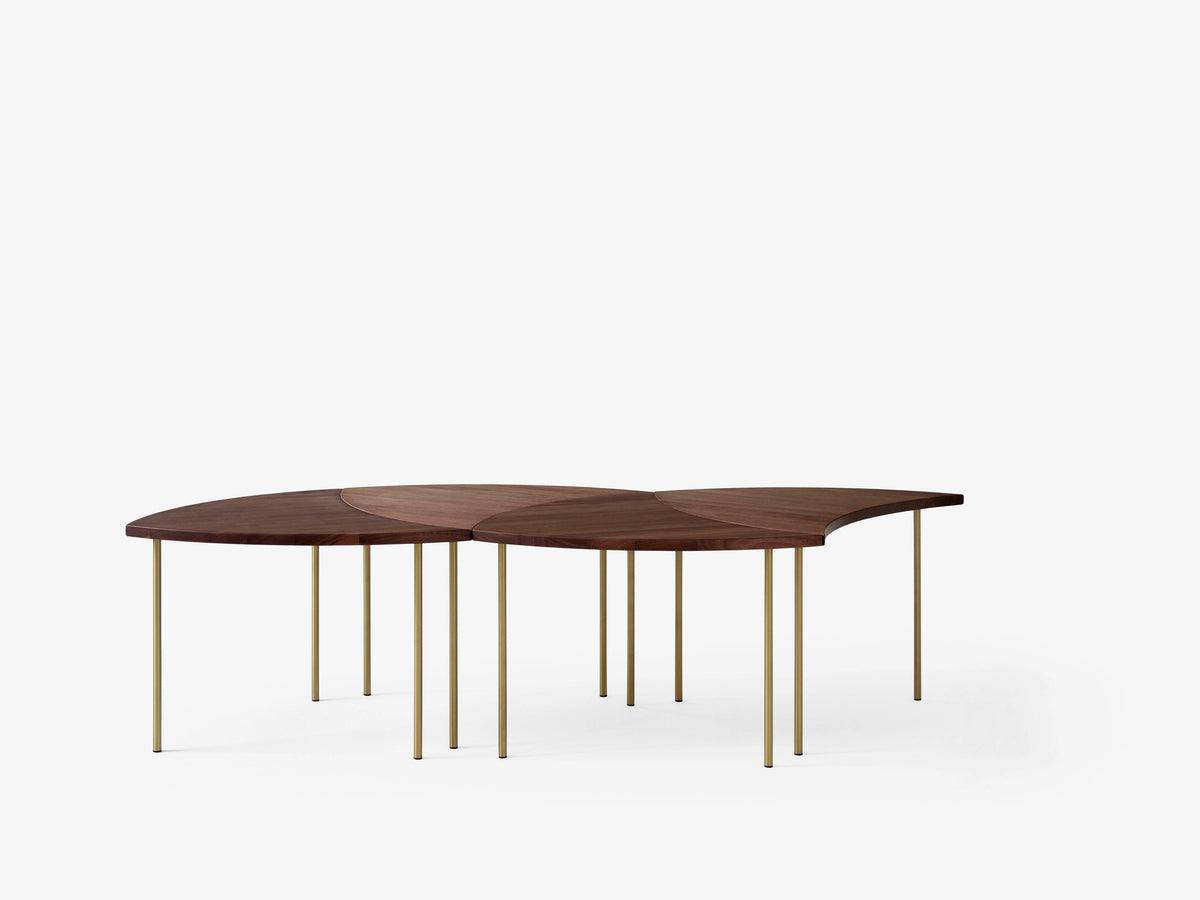 PINWHEEL HM7 Side Table, Oiled Walnut with Brass Base