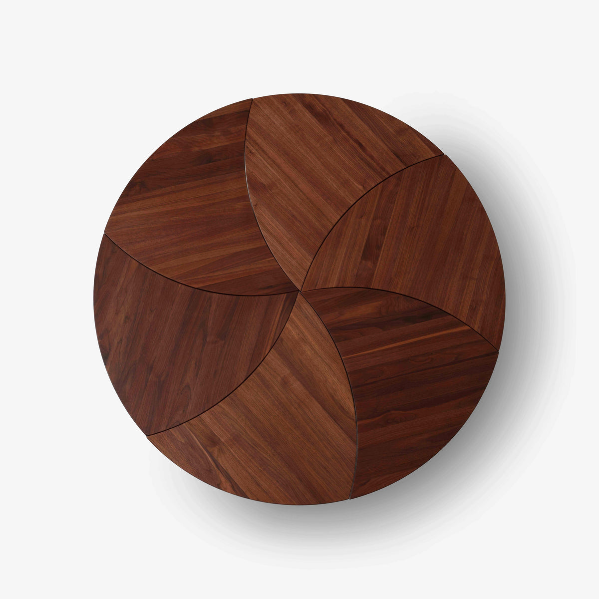 PINWHEEL HM7 Side Table, oiled walnut with a steel base