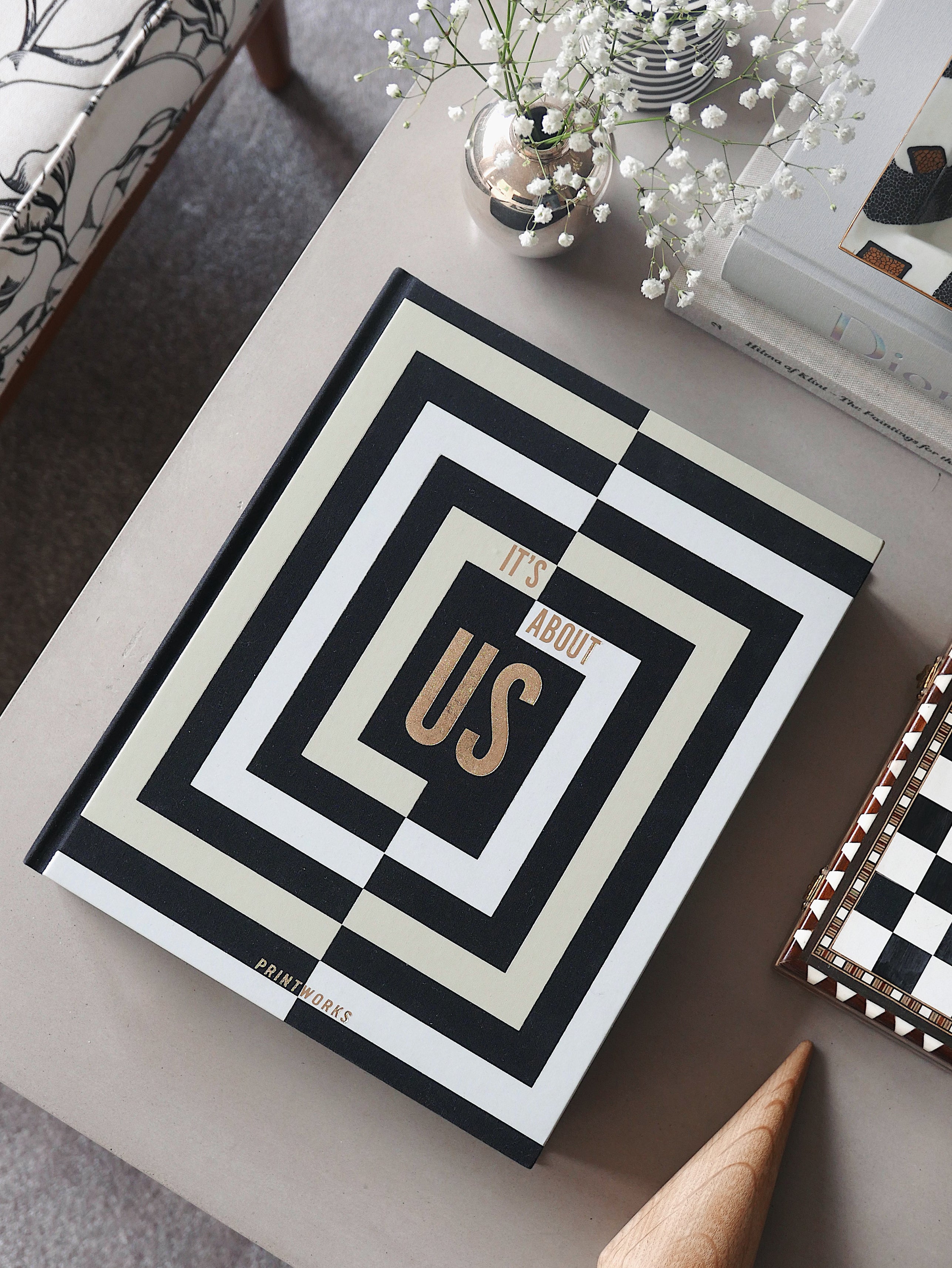 Photo Album IT'S ABOUT US black with white and gold
