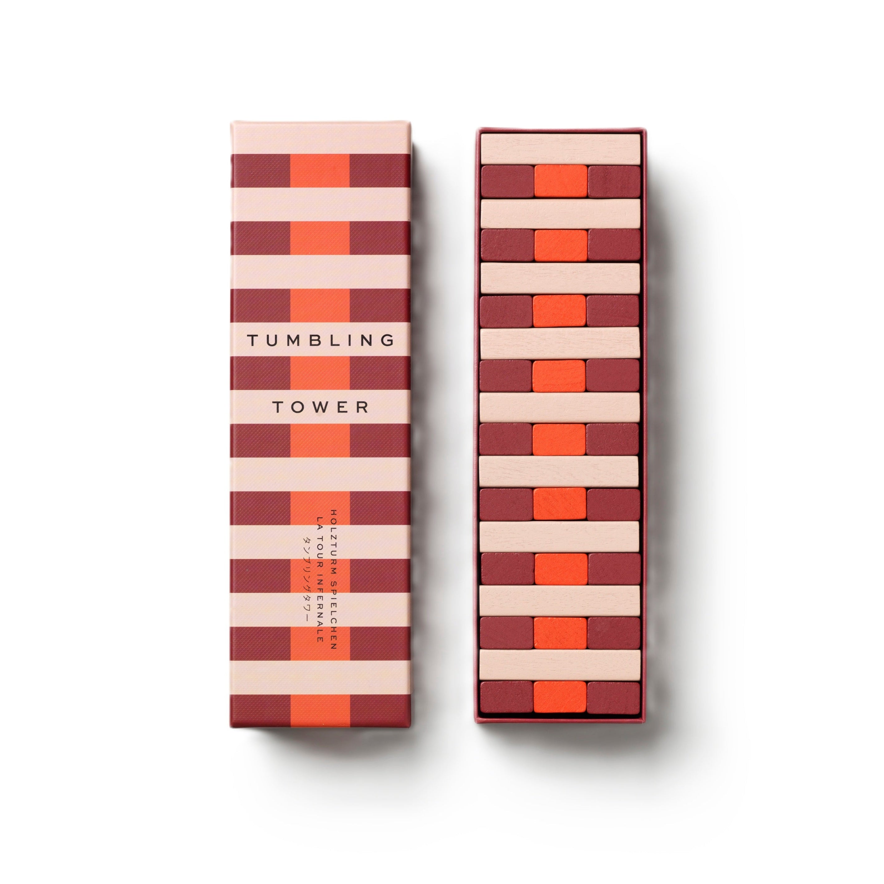 Strategic Yenga Tumbling Tower Beige with Red