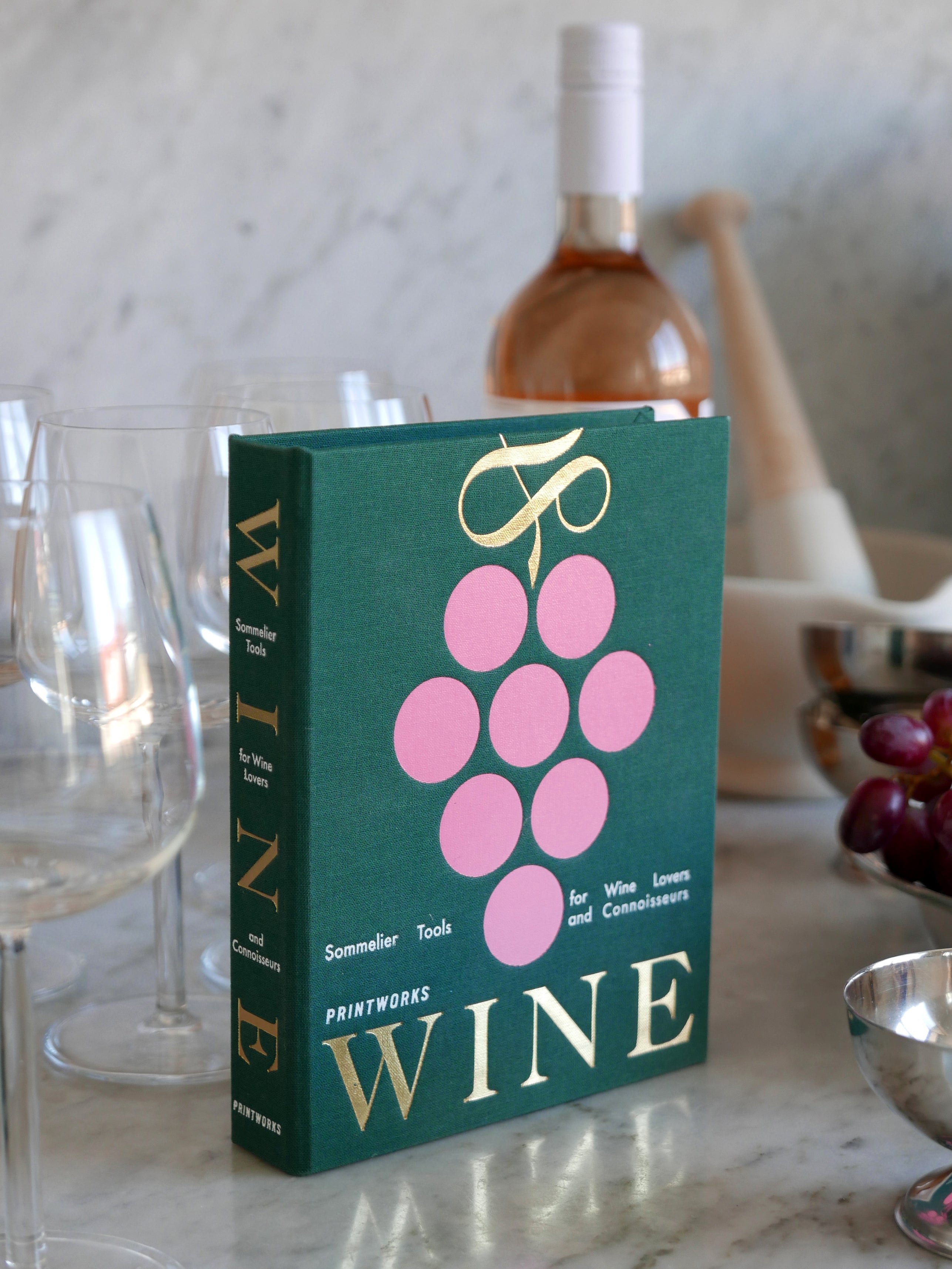 Wine Accessories Set THE ESSENTIALS green with pink