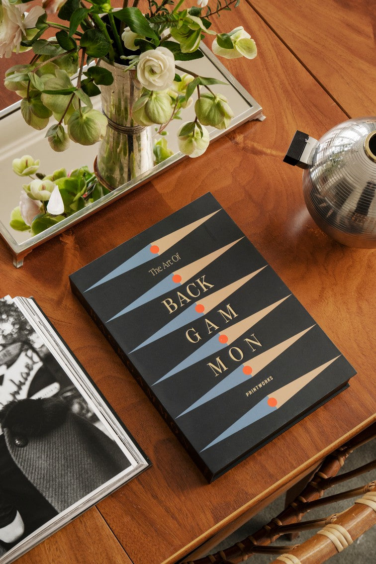 ART OF BACKGAMMON Gray Backgammon Set with Blue and Orange