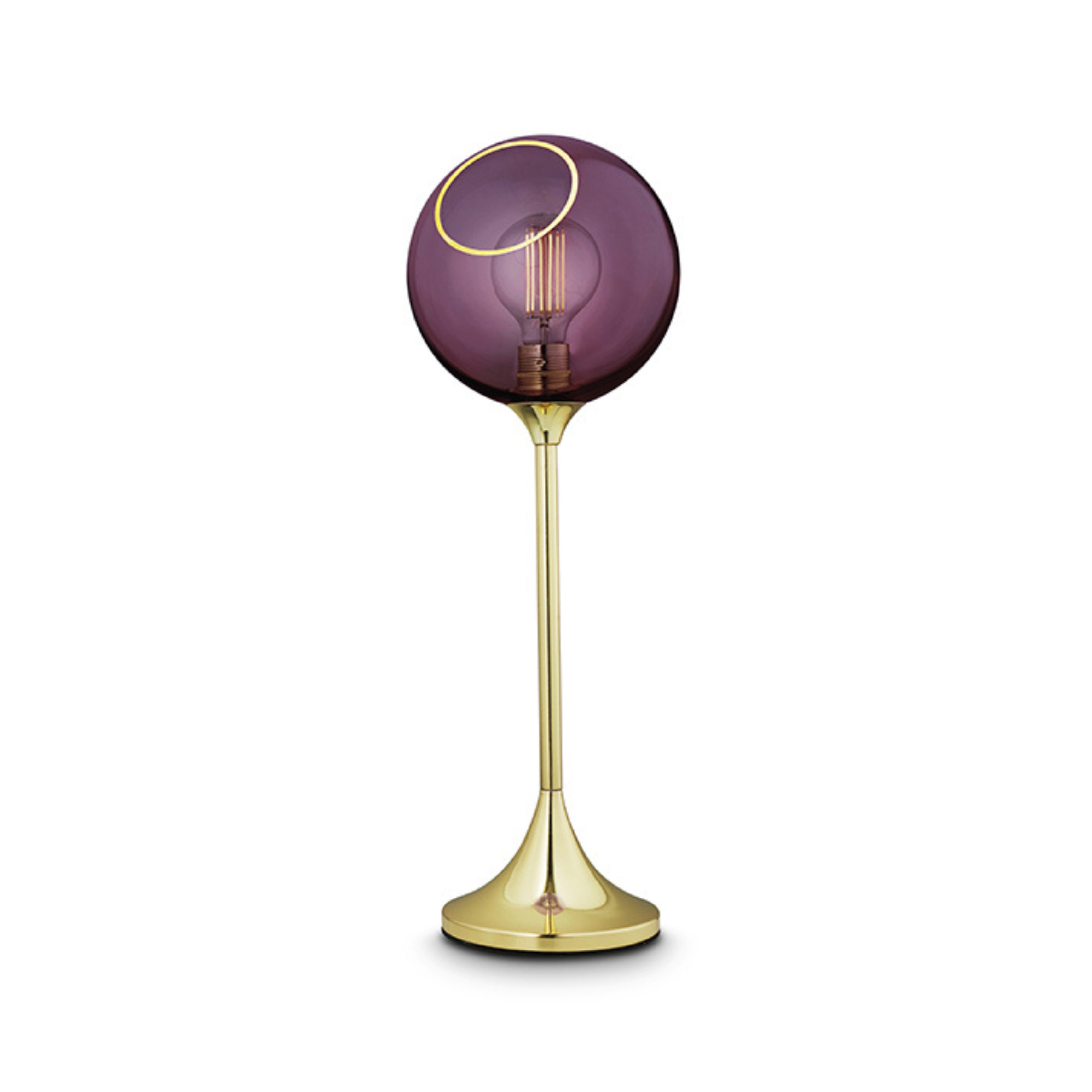 Tischlampe BALLROOM pflaume mit goldenem Fuß