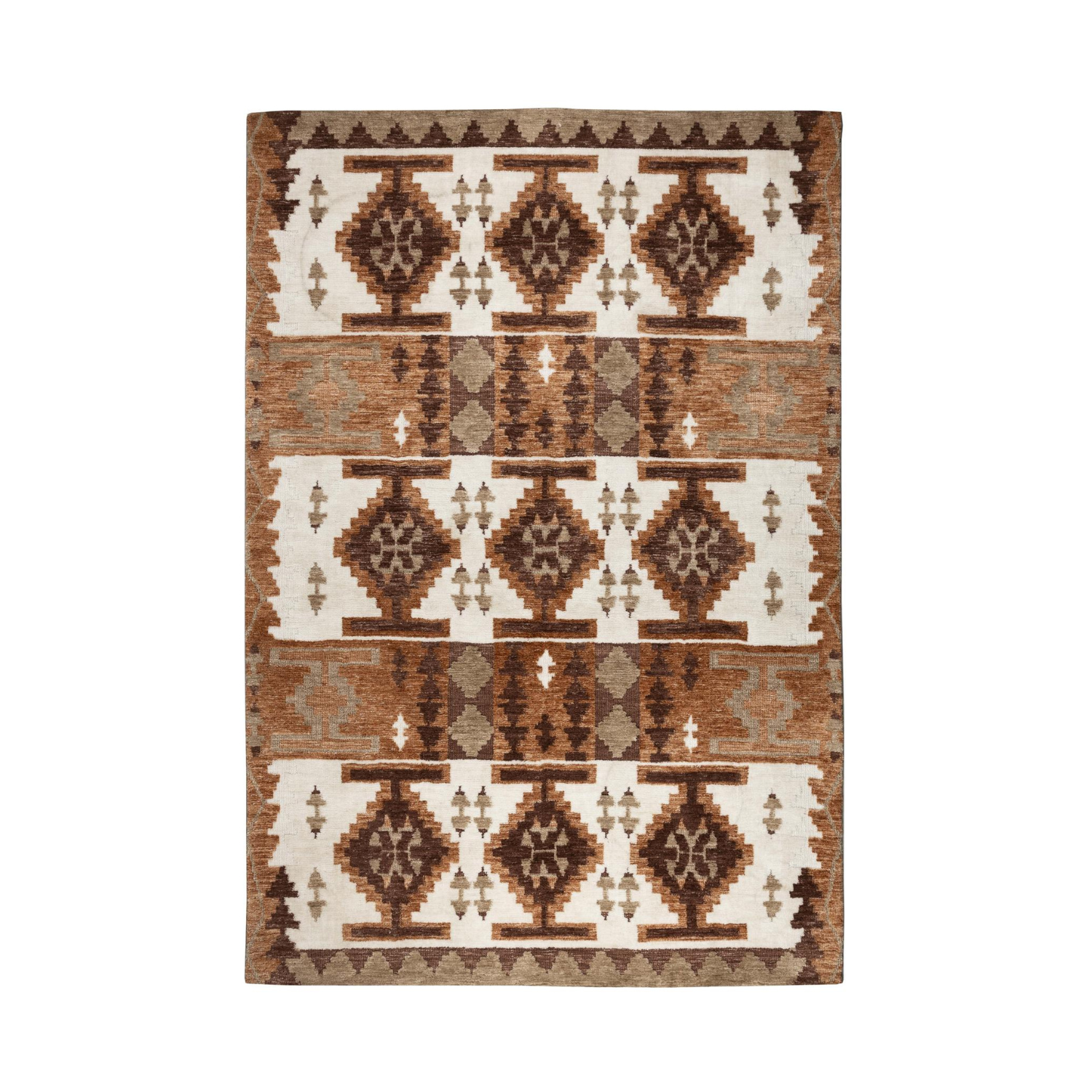 Maron brown rug with beige