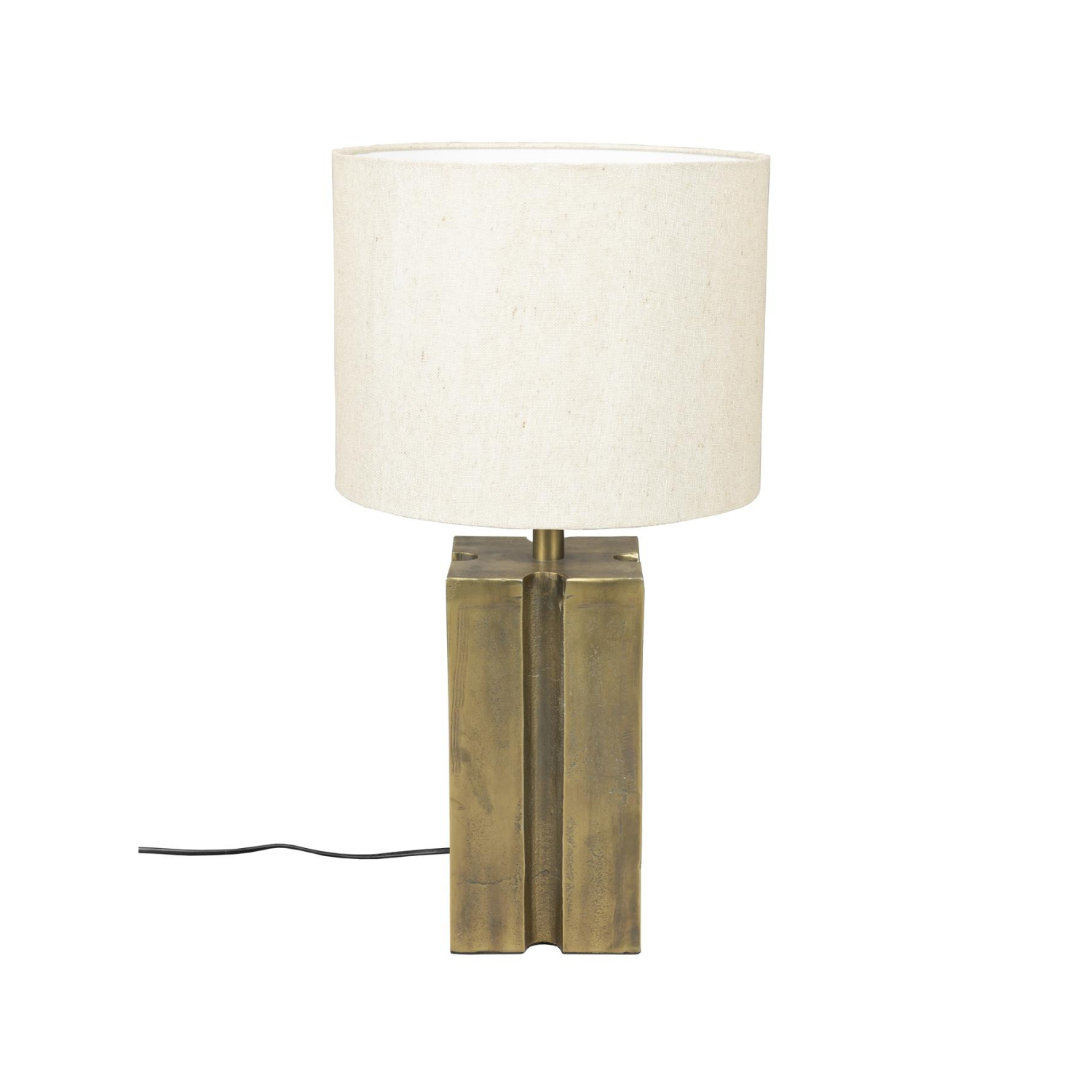 Beige roc table lamp with ancient gold