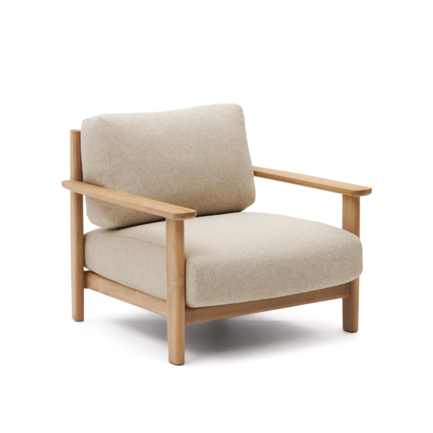 Tirant beige armchair with a wooden base