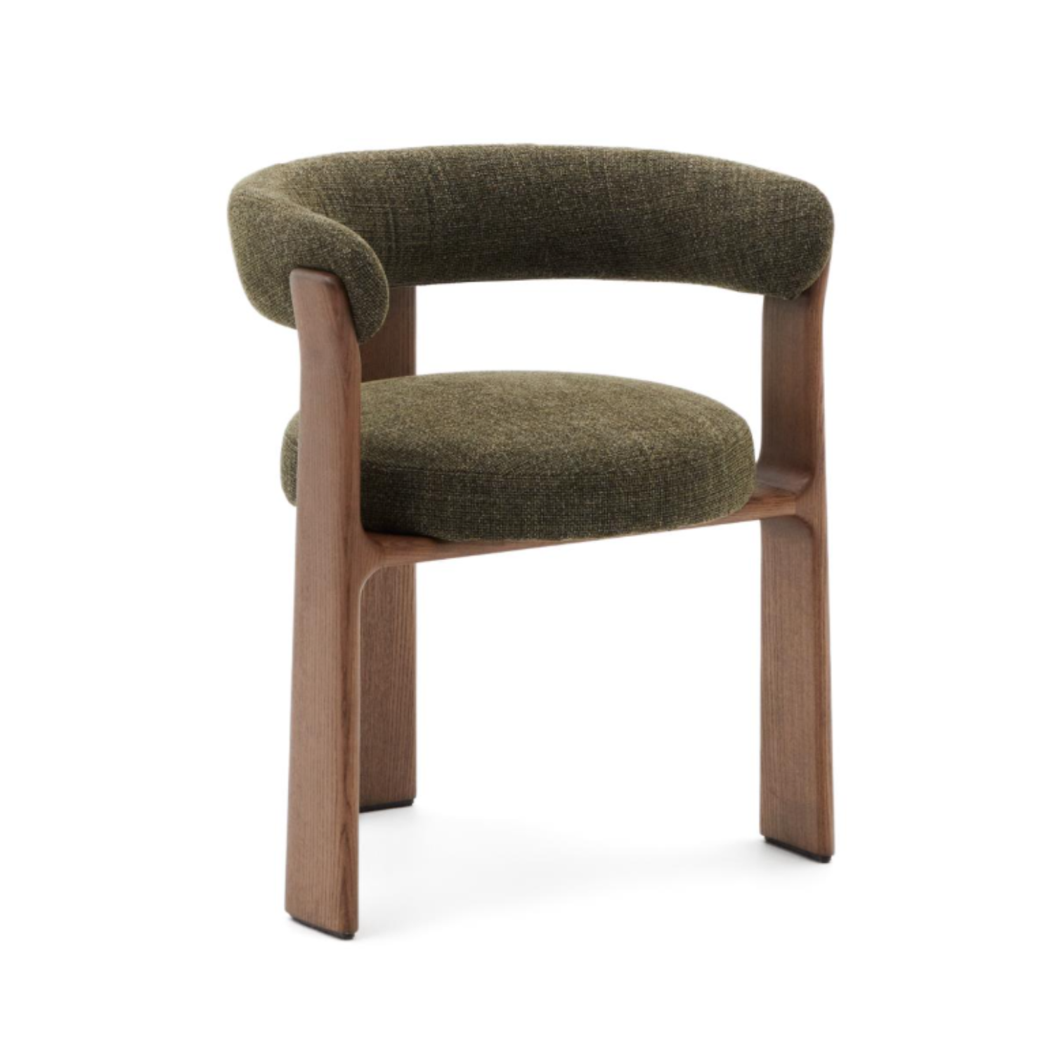 Chair with armrests Granite Green Szenil with a dark wooden base