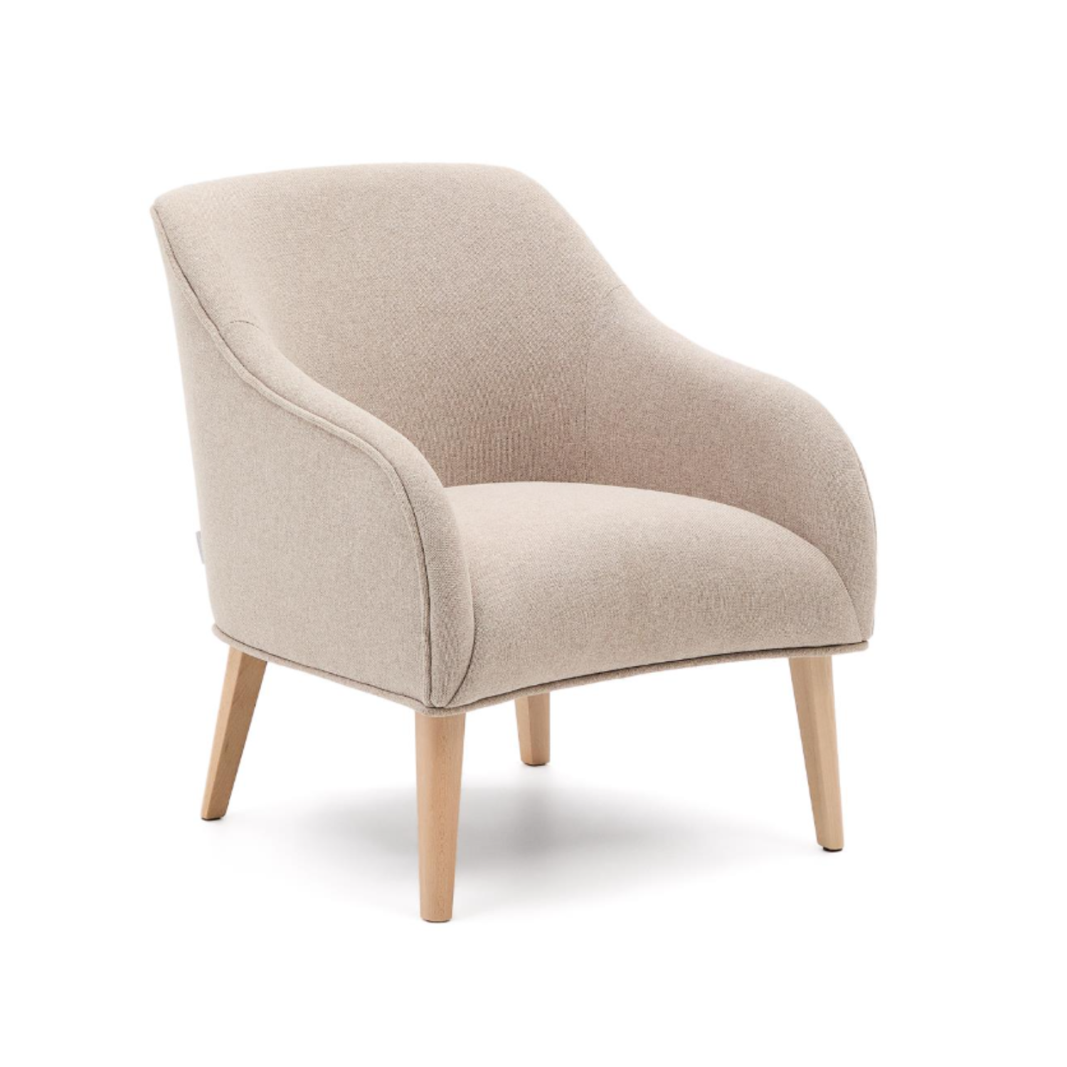 Bobly beige armchair with a wooden base