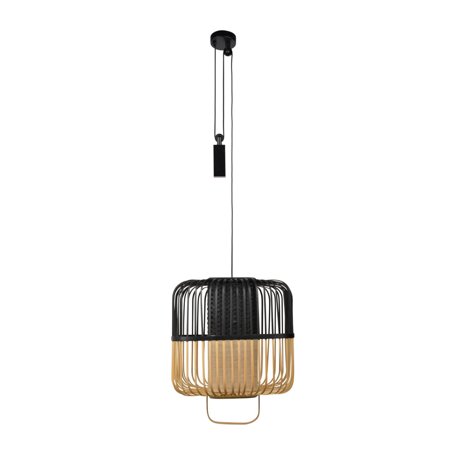 Square hanging lamp Bamboo black