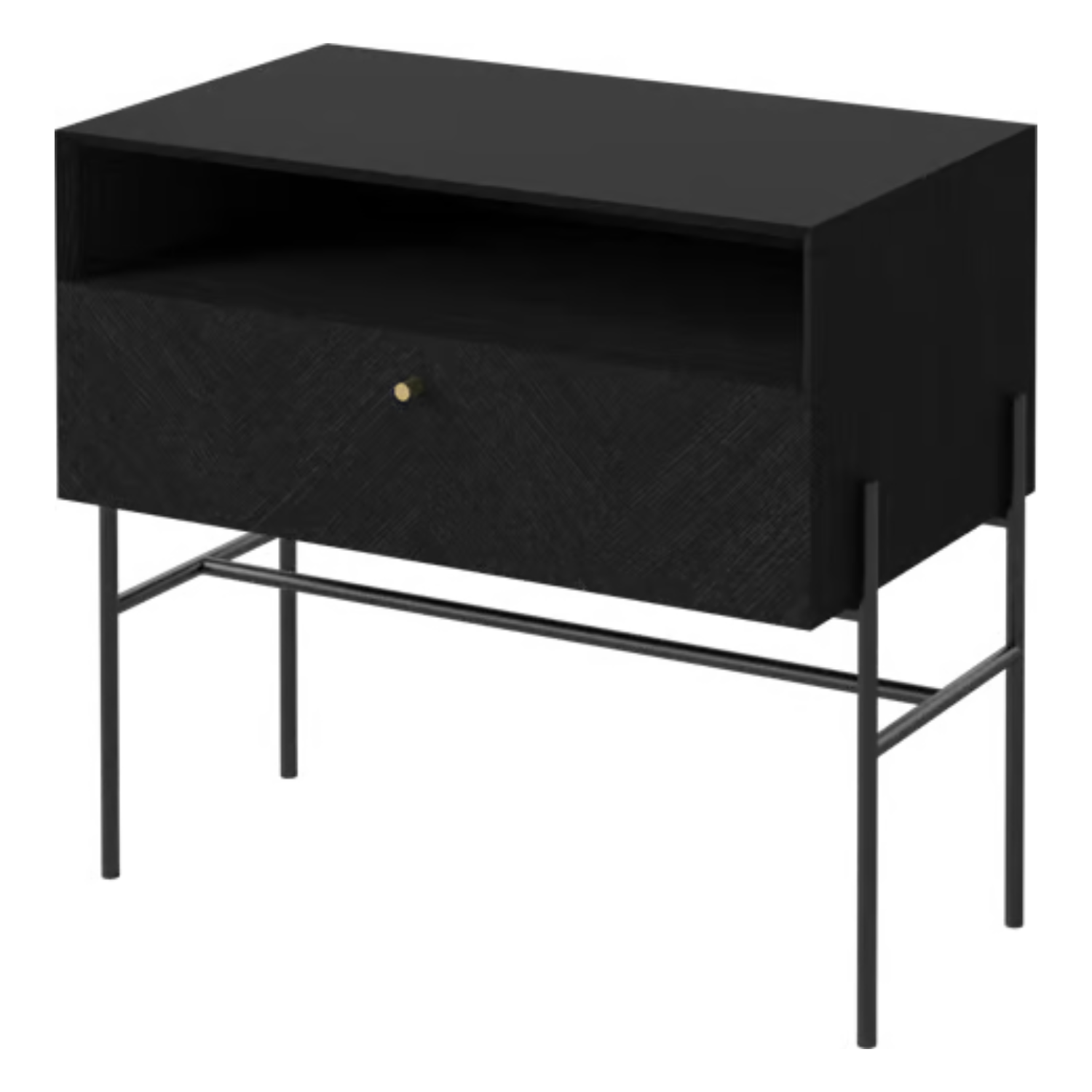 Luxe cabinet black oak wood with black base