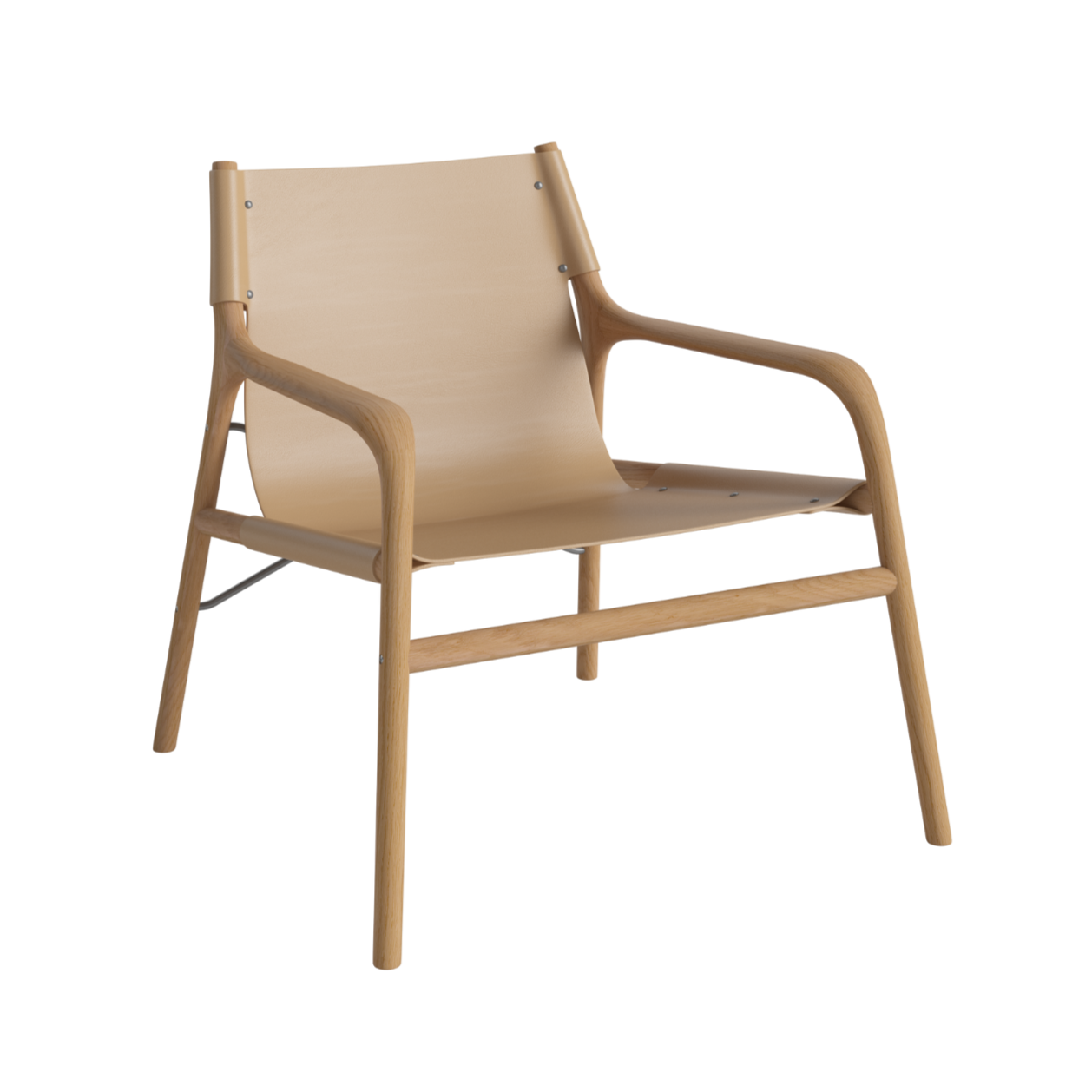 Soul beige armchair with an oak base