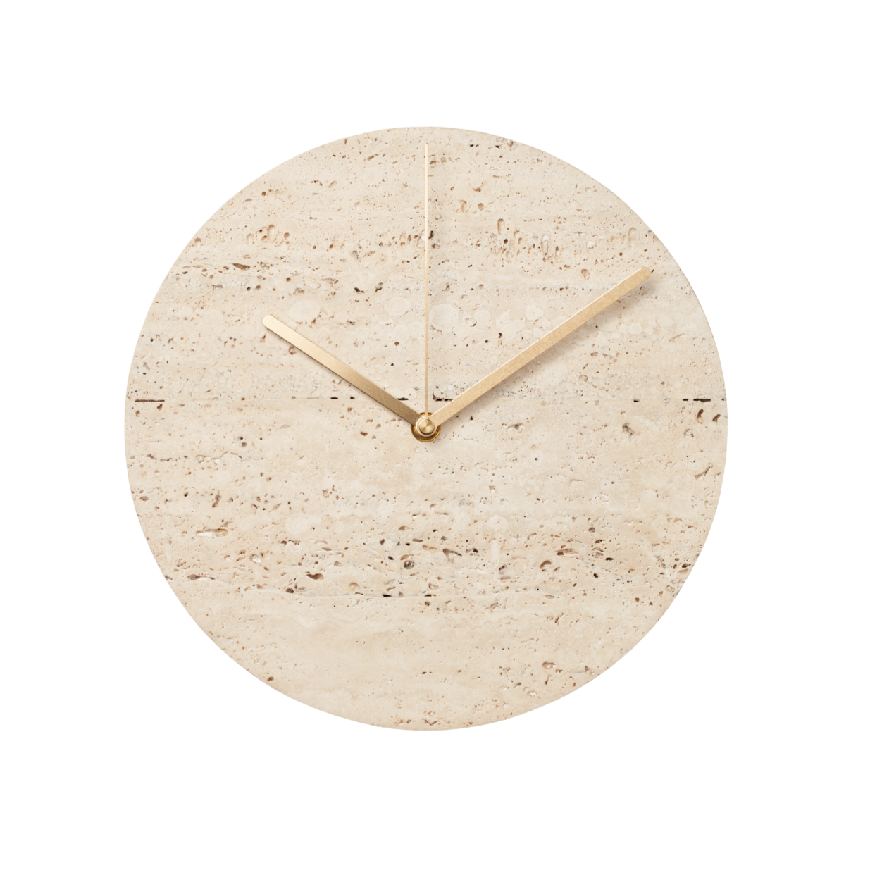 Tima Travertine wall clock with dark oak veneer