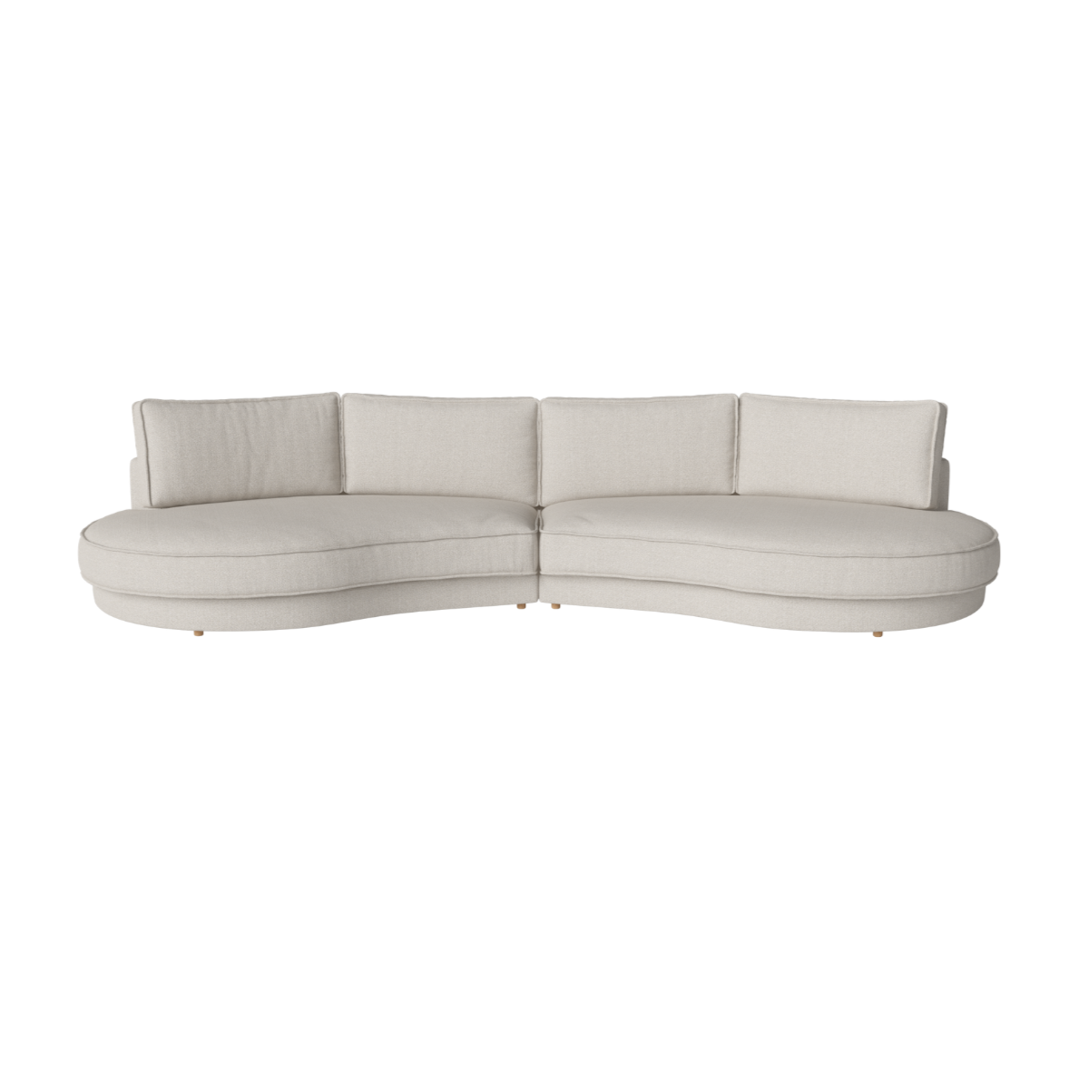 2- modular sofa rounded upholstered noora oak base