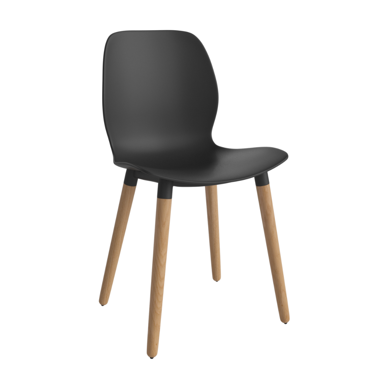 Seed chair black with an oak base